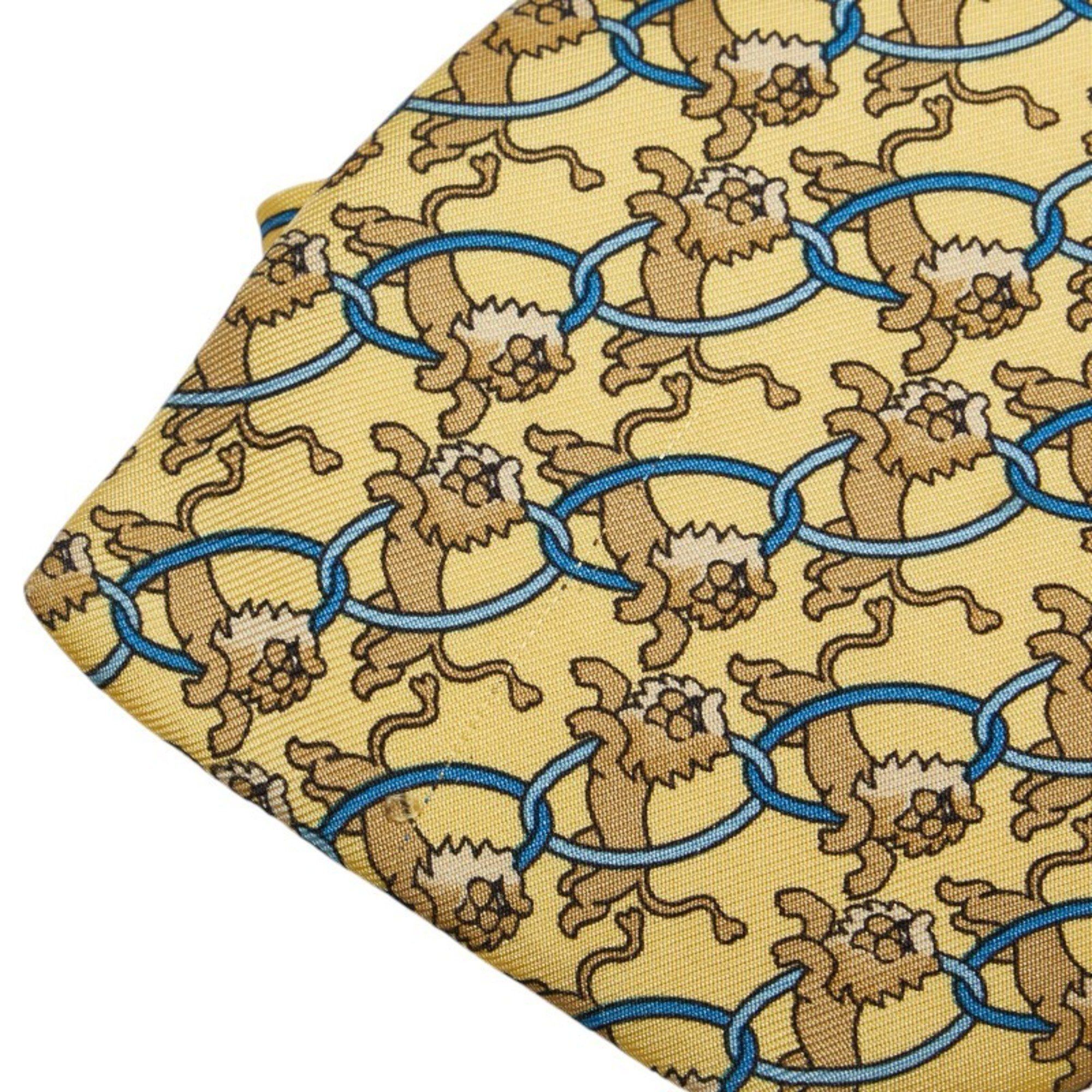 Hermes Hermes Animal Print Tie Yellow Multicolor Silk Men's HERMES Size ONE SIZE - 3 Thumbnail