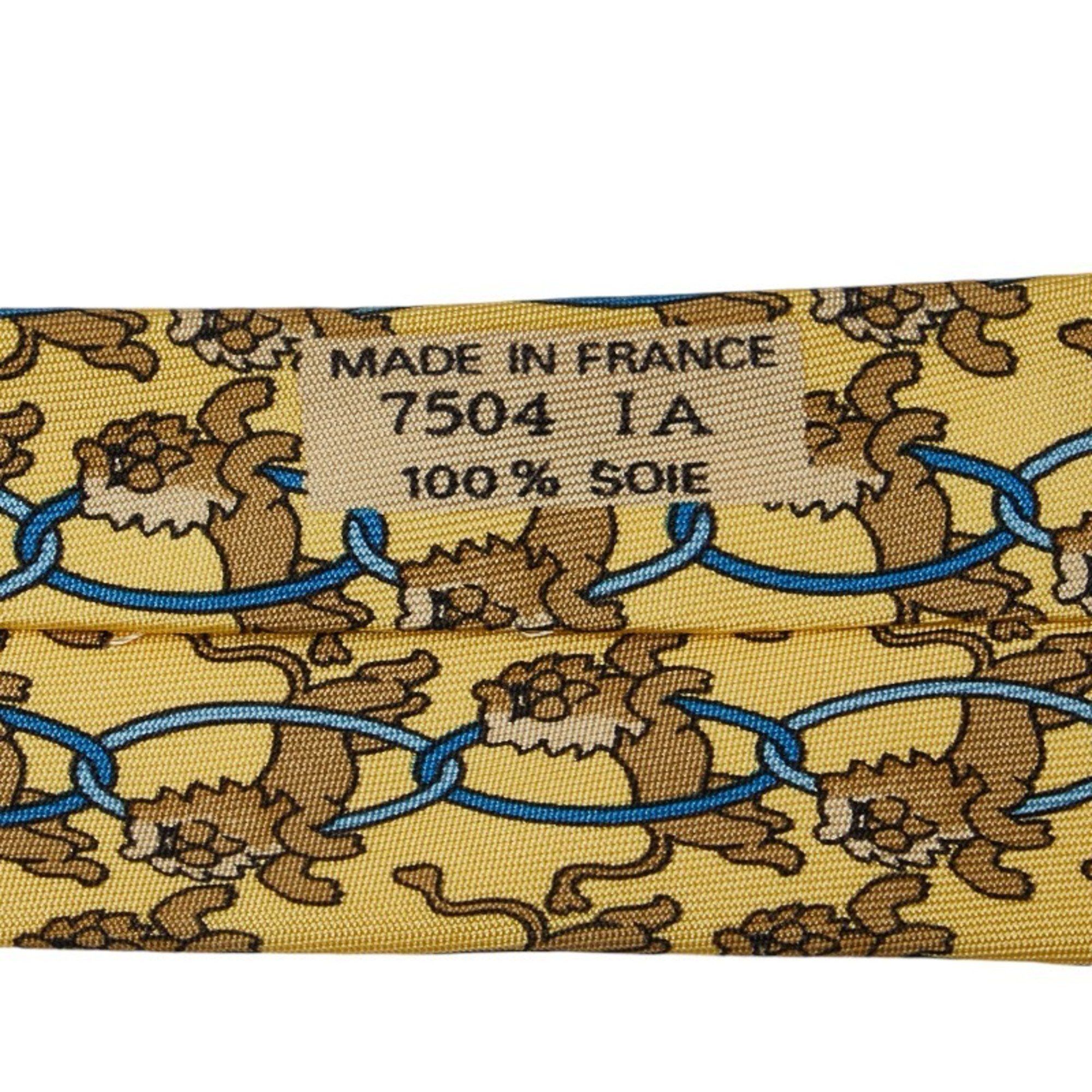 Hermes Hermes Animal Print Tie Yellow Multicolor Silk Men's HERMES Size ONE SIZE - 7 Thumbnail