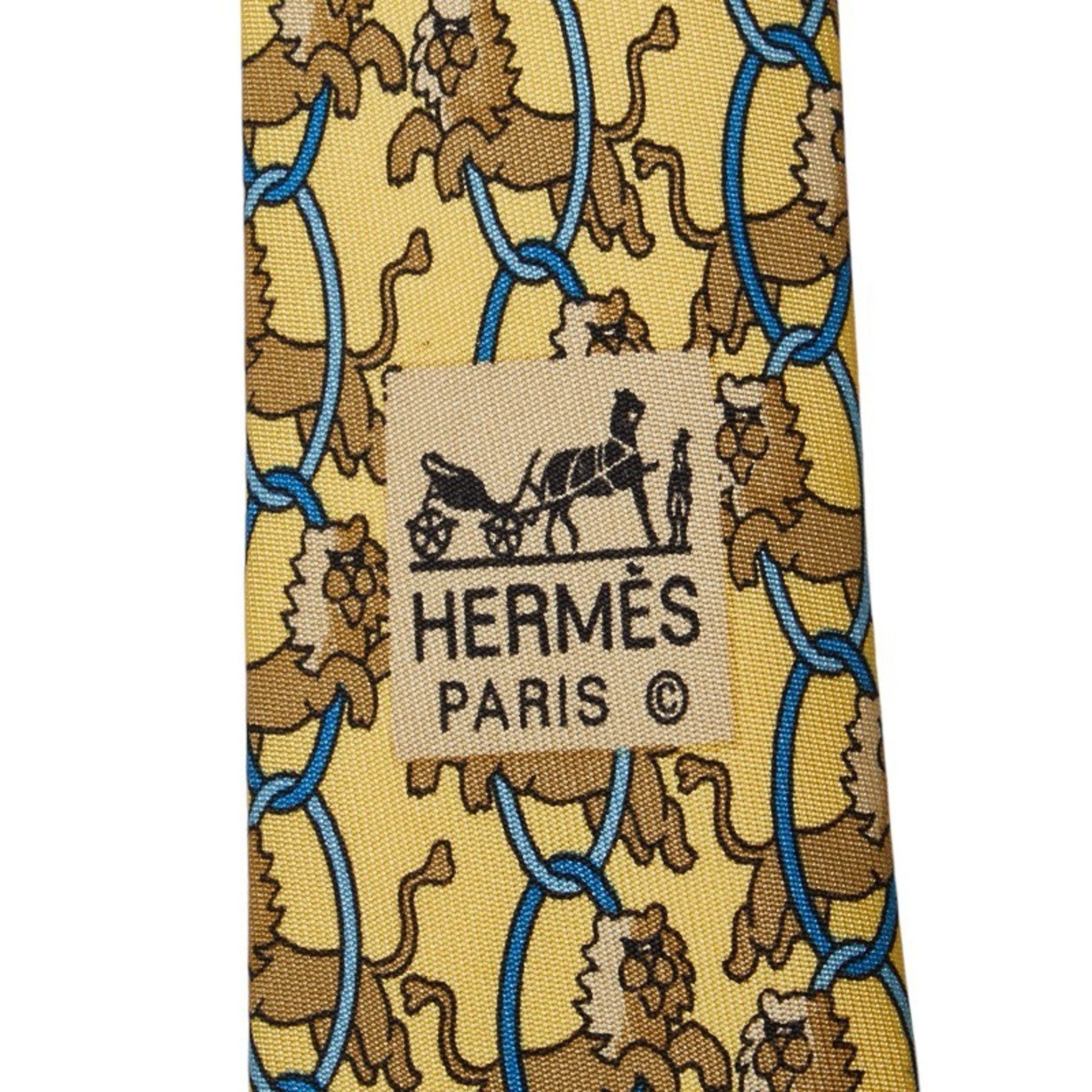 Hermes Hermes Animal Print Tie Yellow Multicolor Silk Men's HERMES Size ONE SIZE - 6 Thumbnail