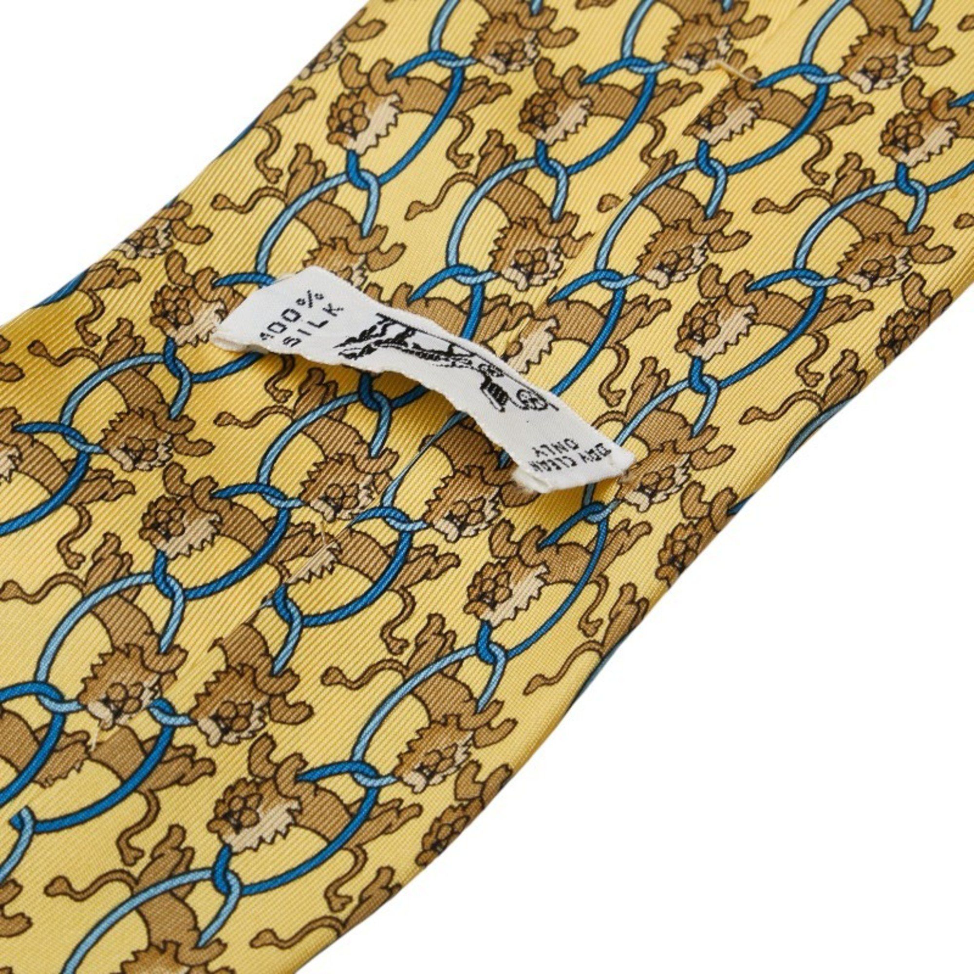 Hermes Hermes Animal Print Tie Yellow Multicolor Silk Men's HERMES Size ONE SIZE - 4 Thumbnail