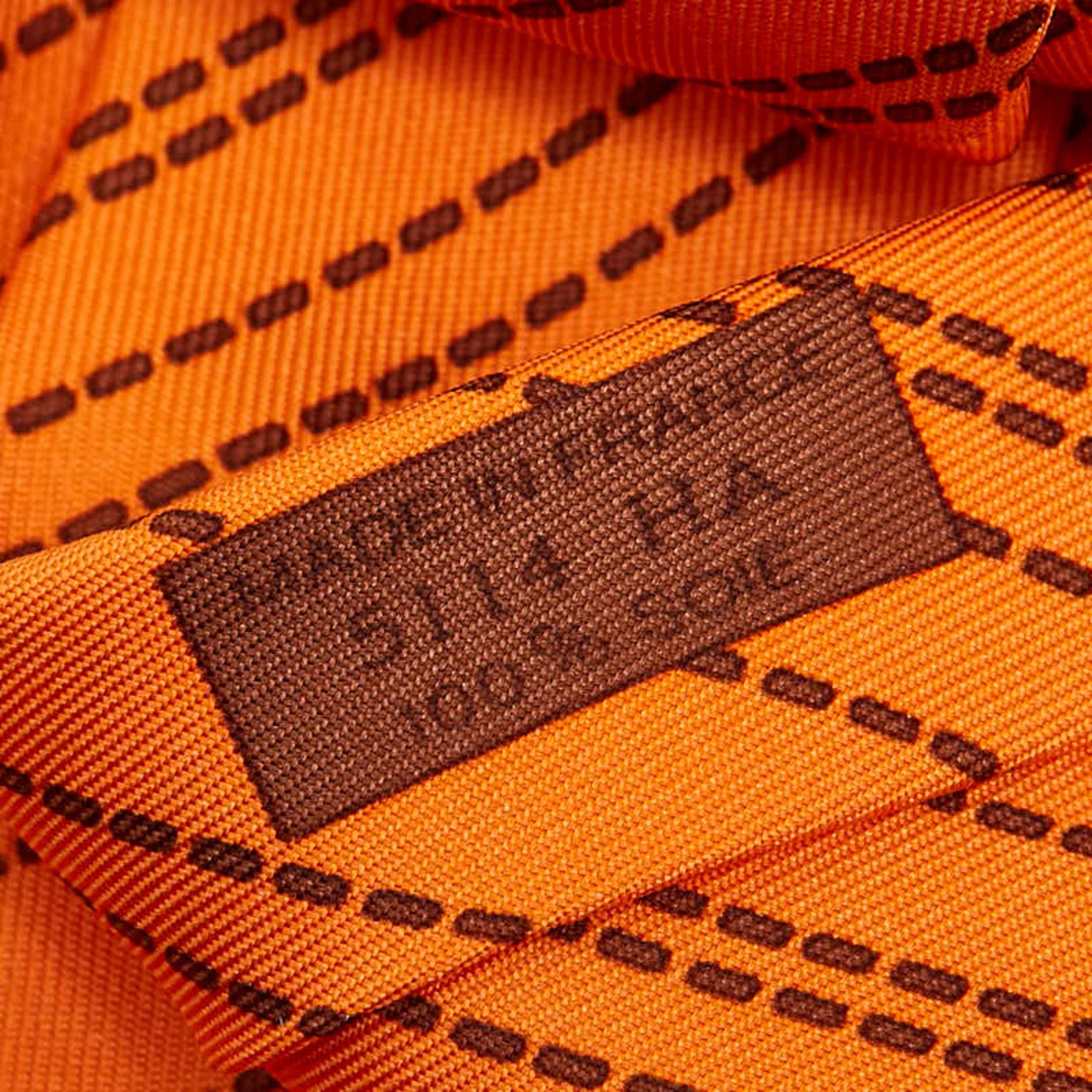 Hermes Hermes Stitched Tie Orange Brown Silk Men's HERMES Size ONE SIZE - 4 Thumbnail