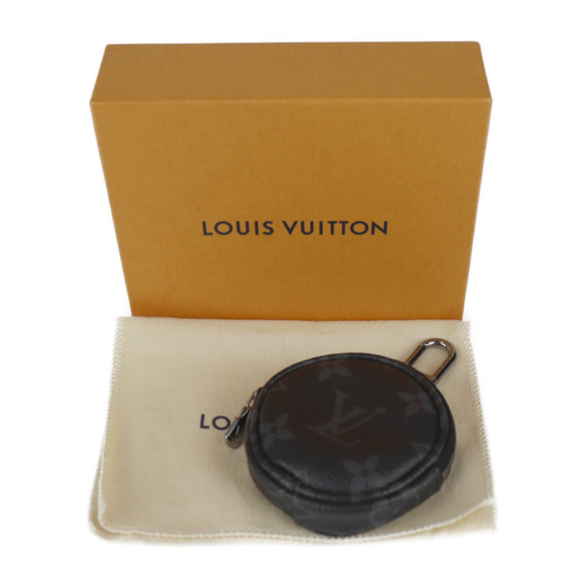 Louis Vuitton Louis Vuitton Porte Cle Round Monogram Eclipse Wallet/Coin Case M62796 Leather Black Grey Coin Purse Key Bag Charm Size ONE SIZE - 9 Thumbnail