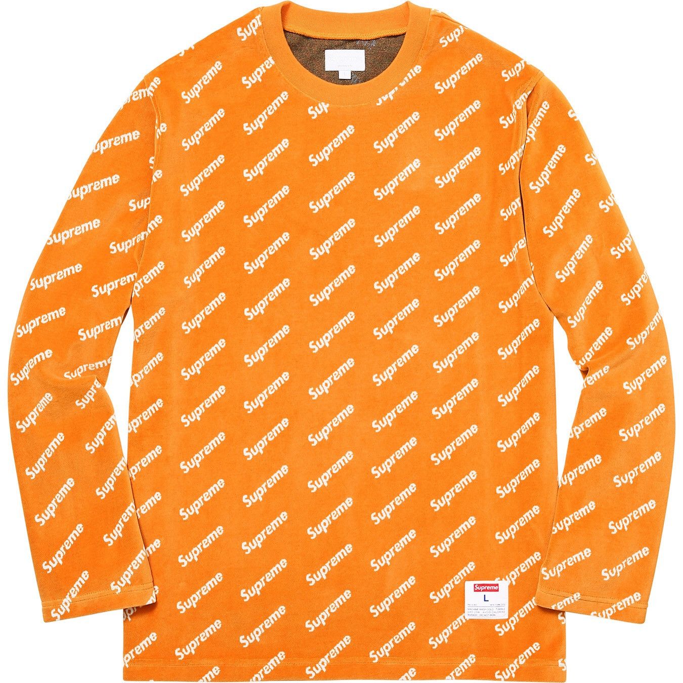 Supreme Velour Diagonal Logo L/S Top | Grailed