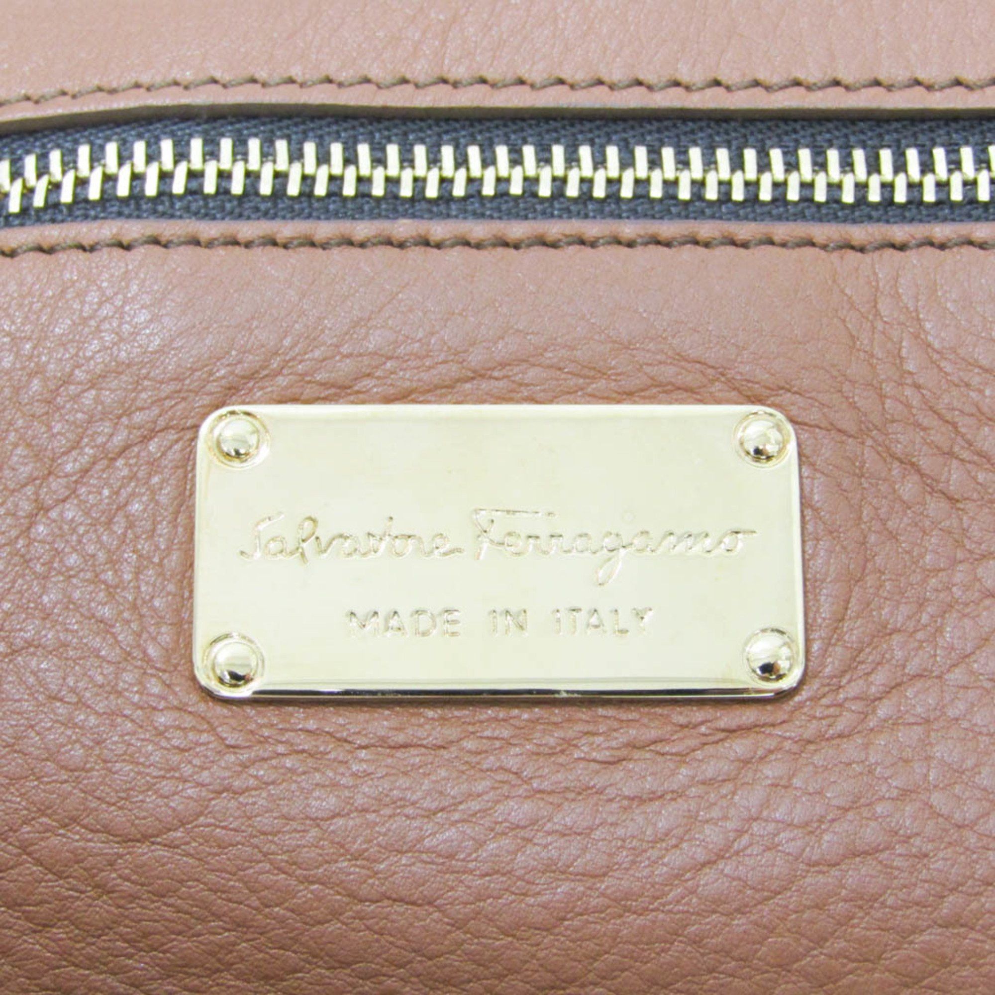 Salvatore Ferragamo Gancini Brown Leather Tote Bag (Pre-Owned) Size ONE SIZE - 5 Thumbnail