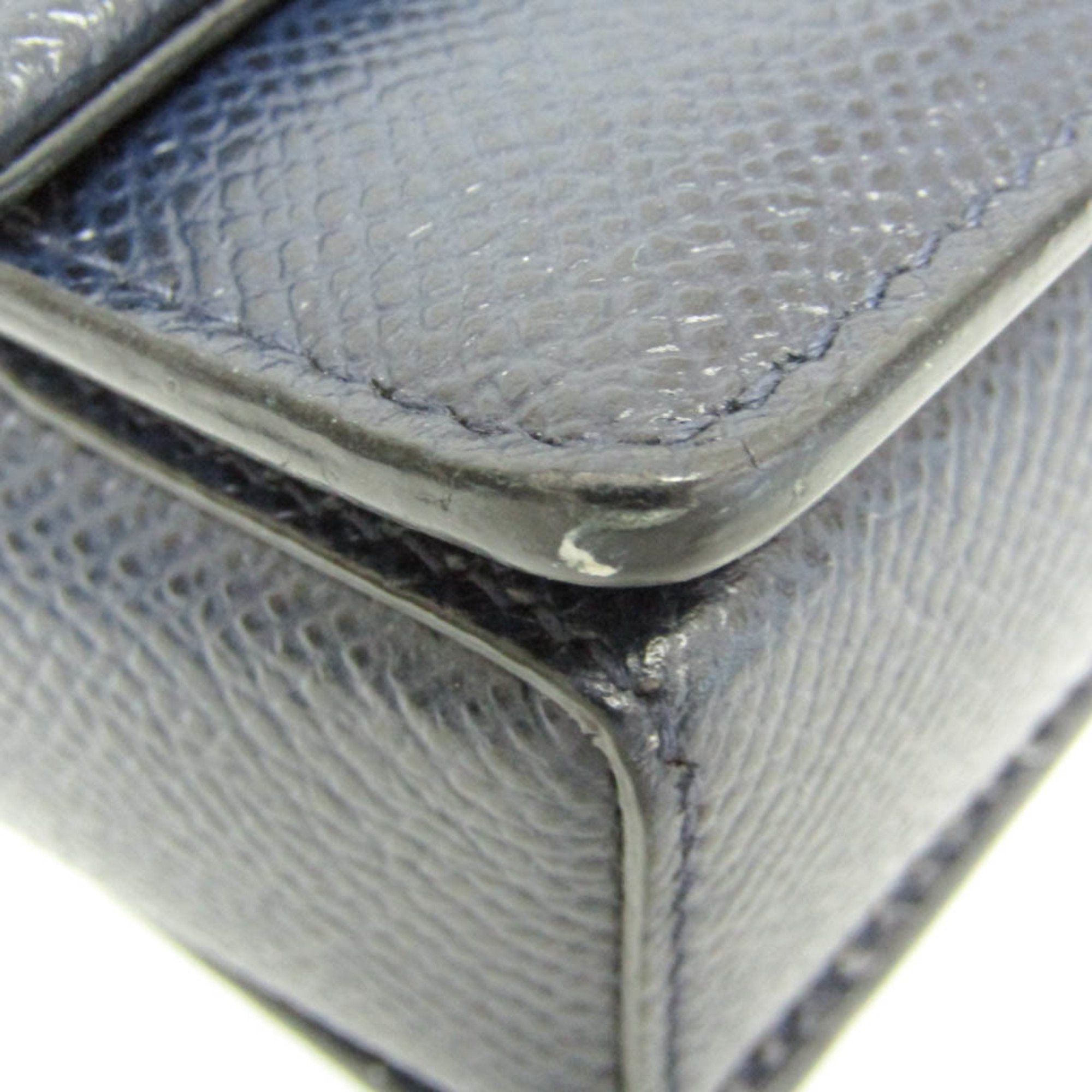Salvatore Ferragamo Vara Navy Leather Shoulder Bag (Pre-Owned) Size ONE SIZE - 9 Thumbnail