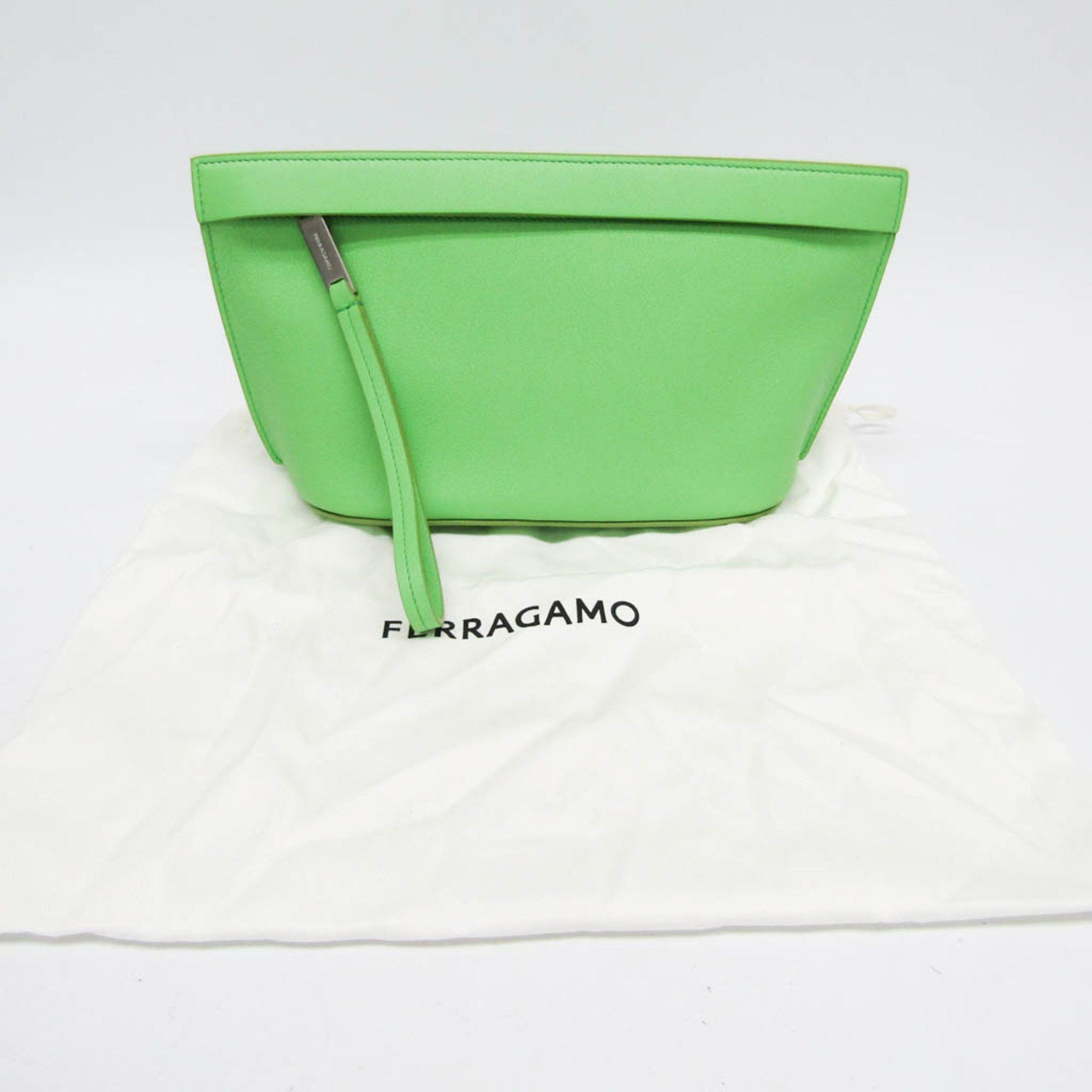 Salvatore Ferragamo Green Leather Clutch Bag (Pre-Owned) Size ONE SIZE - 8 Thumbnail