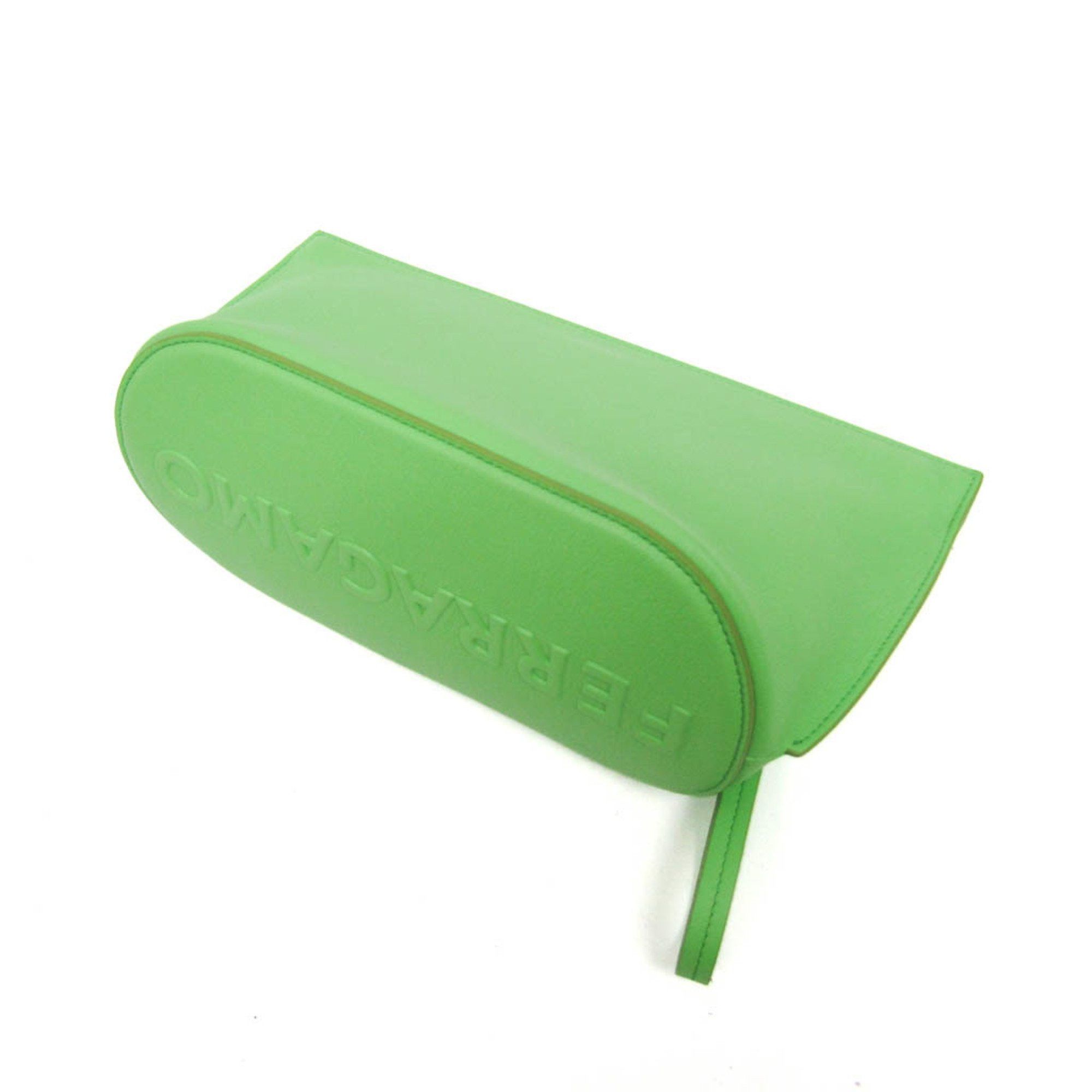 Salvatore Ferragamo Green Leather Clutch Bag (Pre-Owned) Size ONE SIZE - 2 Thumbnail