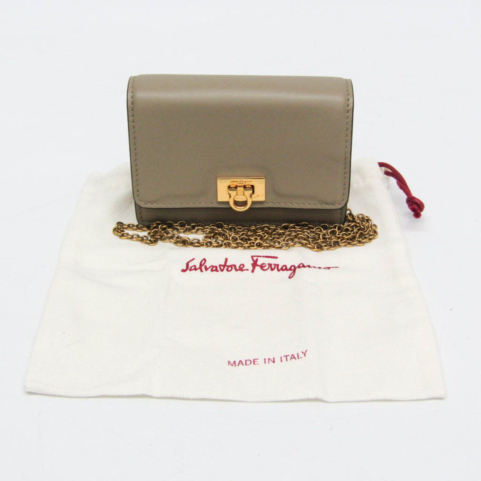 Salvatore Ferragamo Gancini Beige Leather Shoulder Bag (Pre-Owned) Size ONE SIZE - 5 Thumbnail