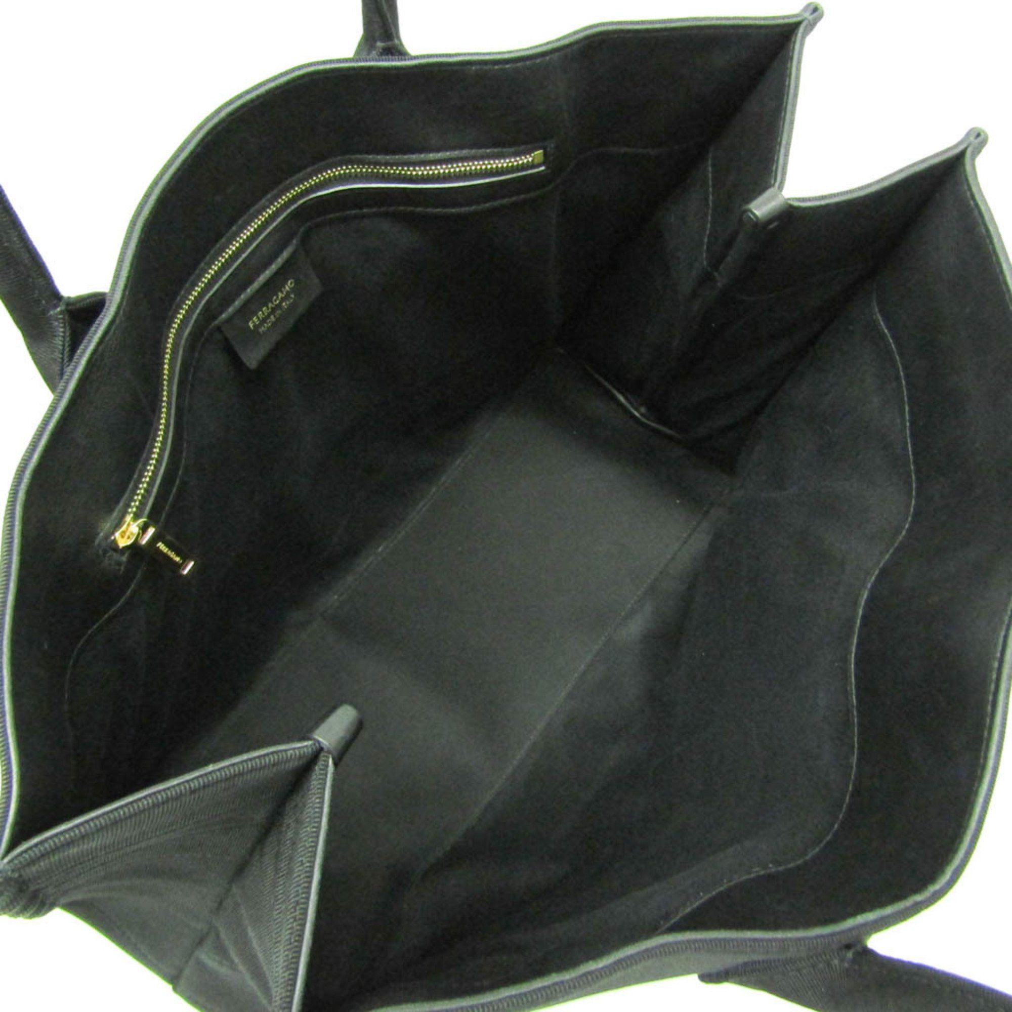 Salvatore Ferragamo Black Canvas Tote Bag (Pre-Owned) Size ONE SIZE - 3 Thumbnail