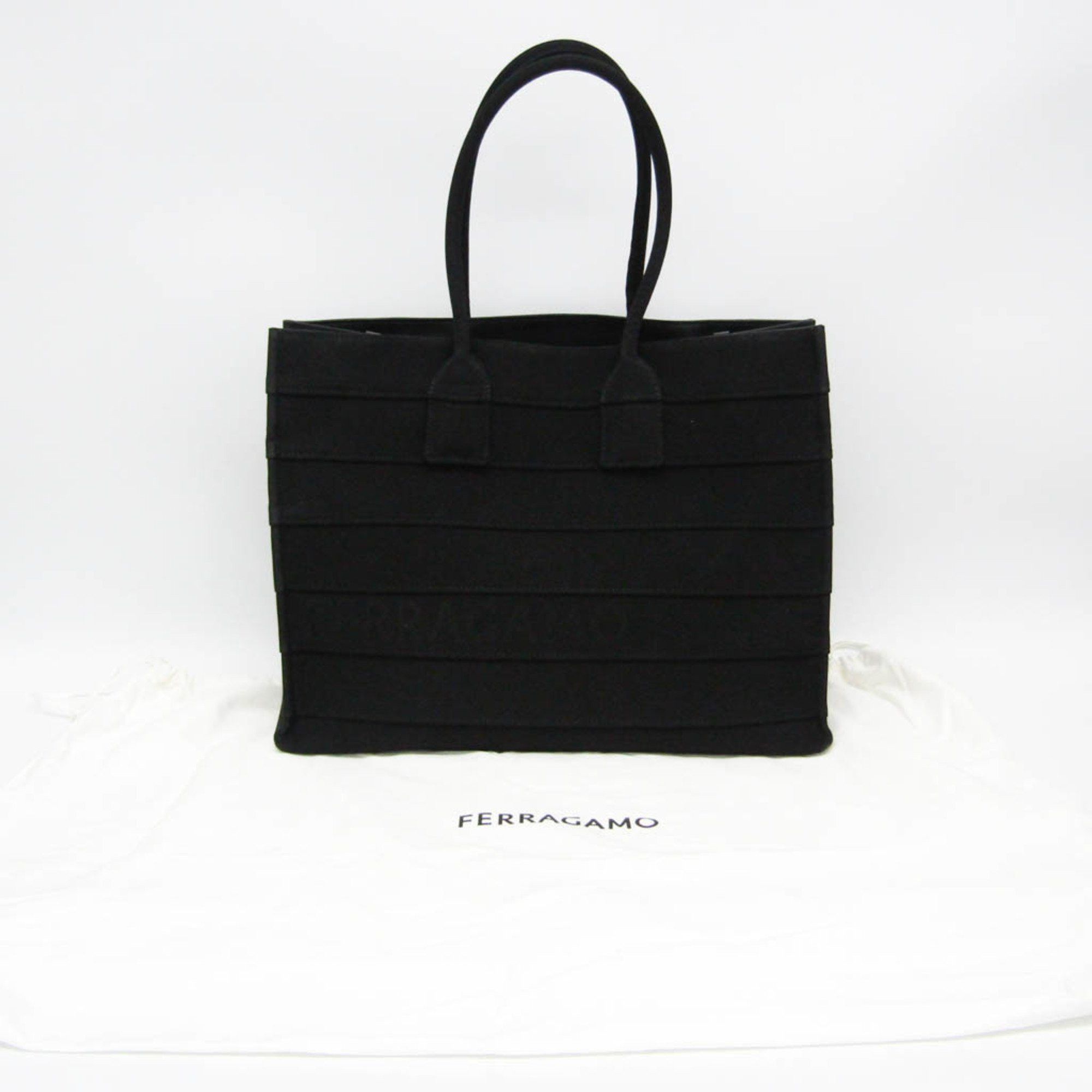 Salvatore Ferragamo Black Canvas Tote Bag (Pre-Owned) Size ONE SIZE - 6 Thumbnail