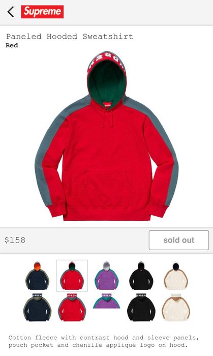 Paneled Hooded Sweatshirt/Red-