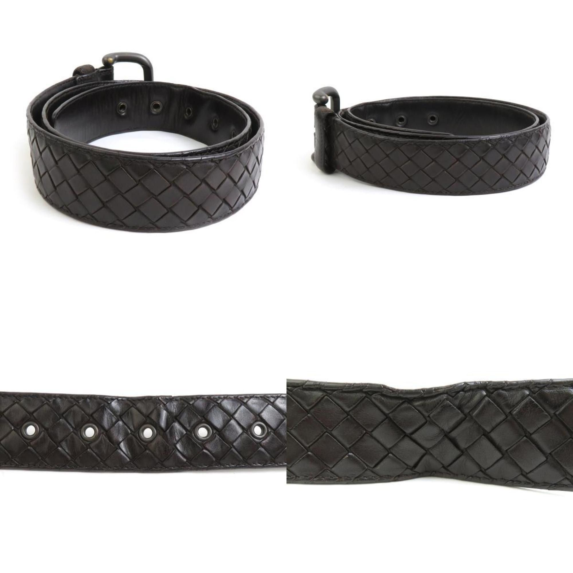 Bottega Veneta BOTTEGA VENETA Belt Intrecciato Leather Metal Dark Brown Men's e59463a Size ONE SIZE - 4 Thumbnail