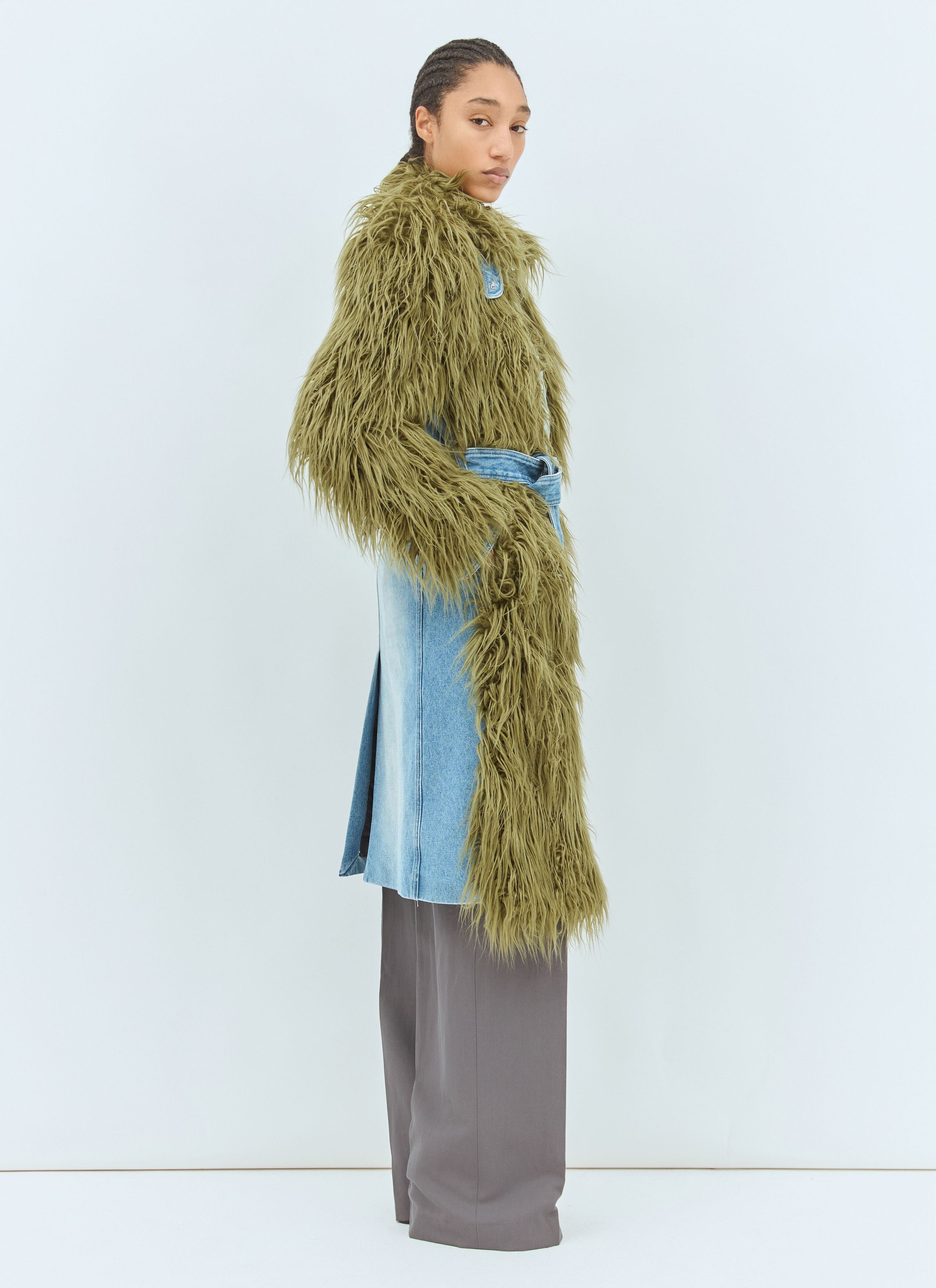 Dries Van Noten Faux Fur And Denim Coat Size XS / US 0-2 / IT 36-38 - 4 Thumbnail