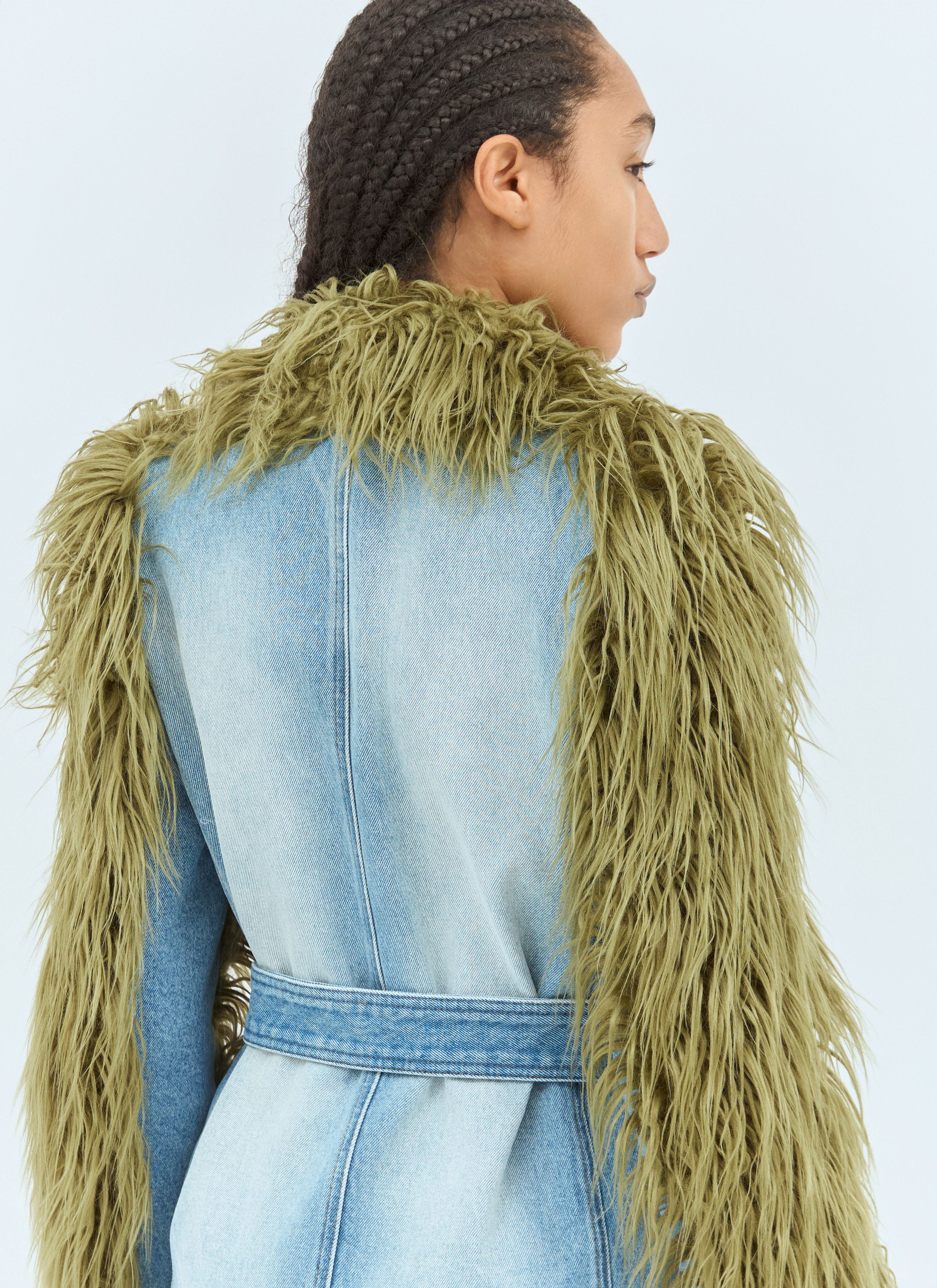Dries Van Noten Faux Fur And Denim Coat Size XS / US 0-2 / IT 36-38 - 6 Thumbnail