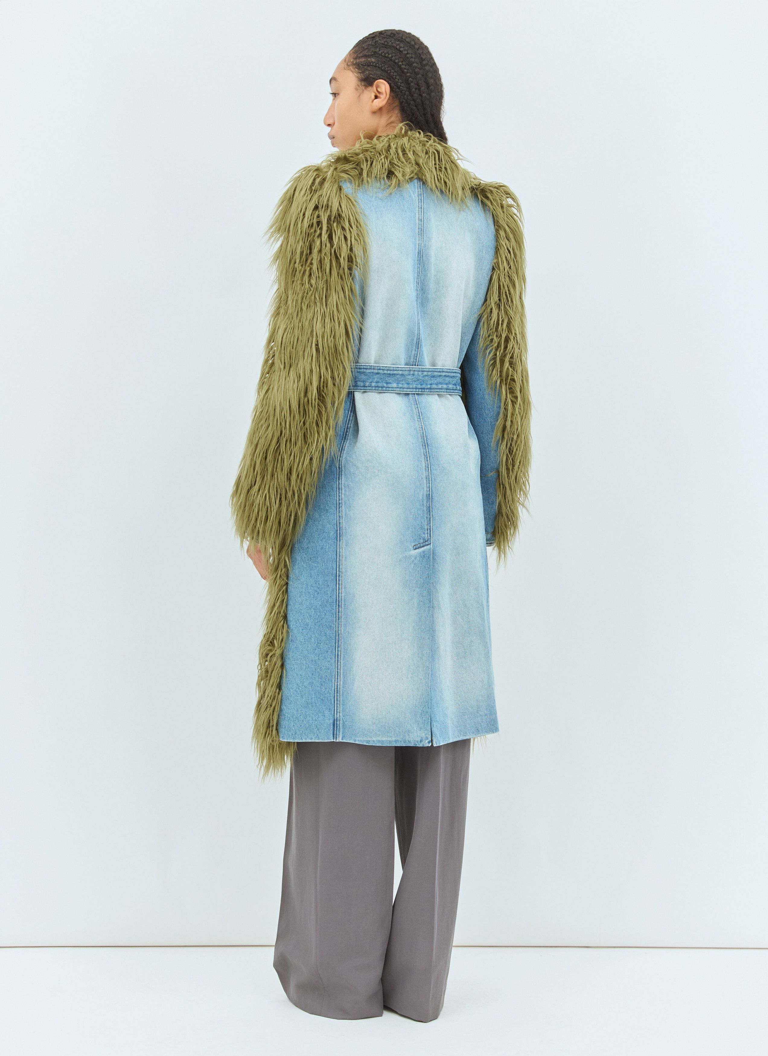 Dries Van Noten Faux Fur And Denim Coat Size XS / US 0-2 / IT 36-38 - 5 Thumbnail