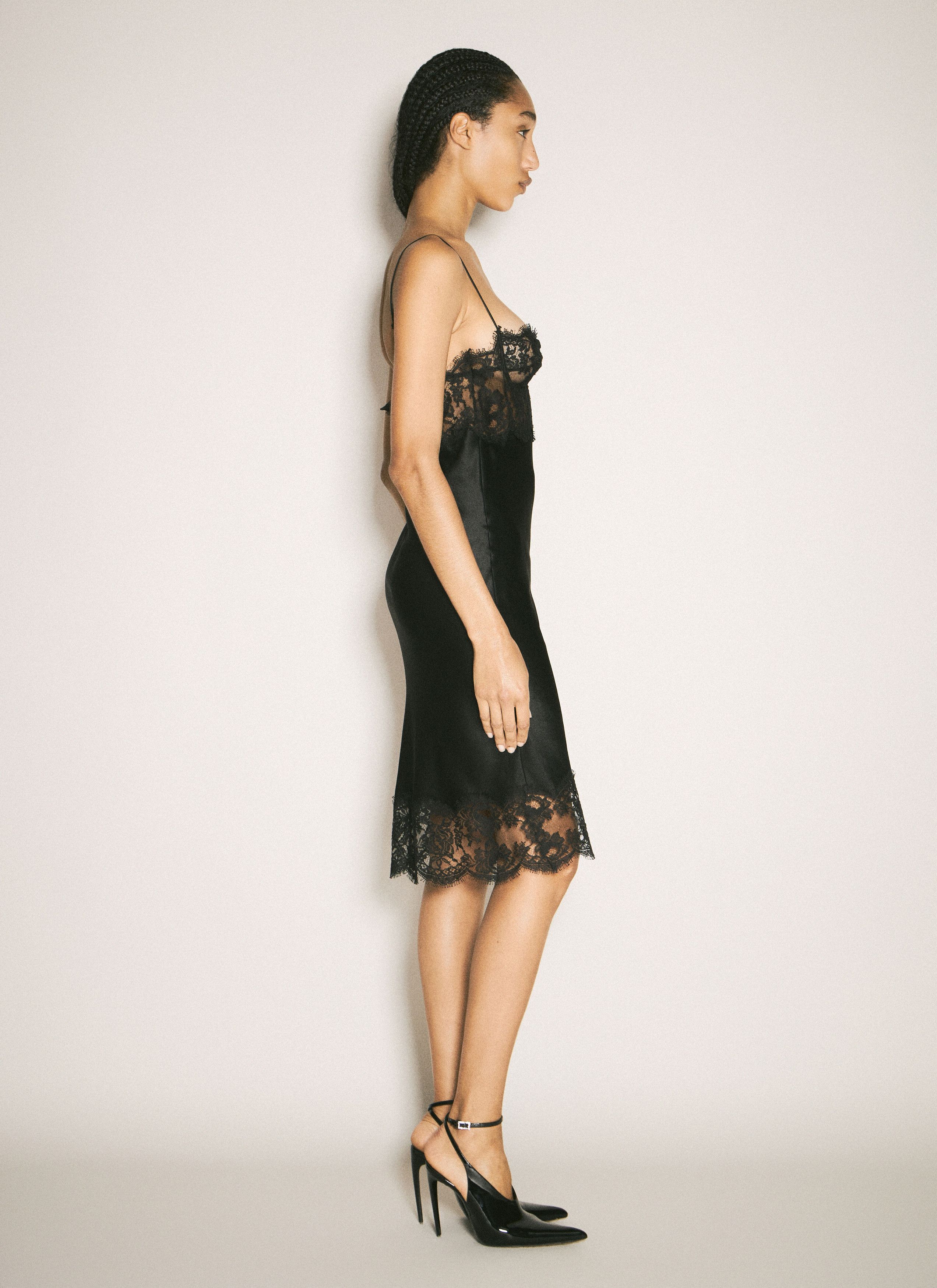 Saint Laurent Paris Lace And Silk Slip Dress Size XS / US 0-2 / IT 36-38 - 4 Thumbnail