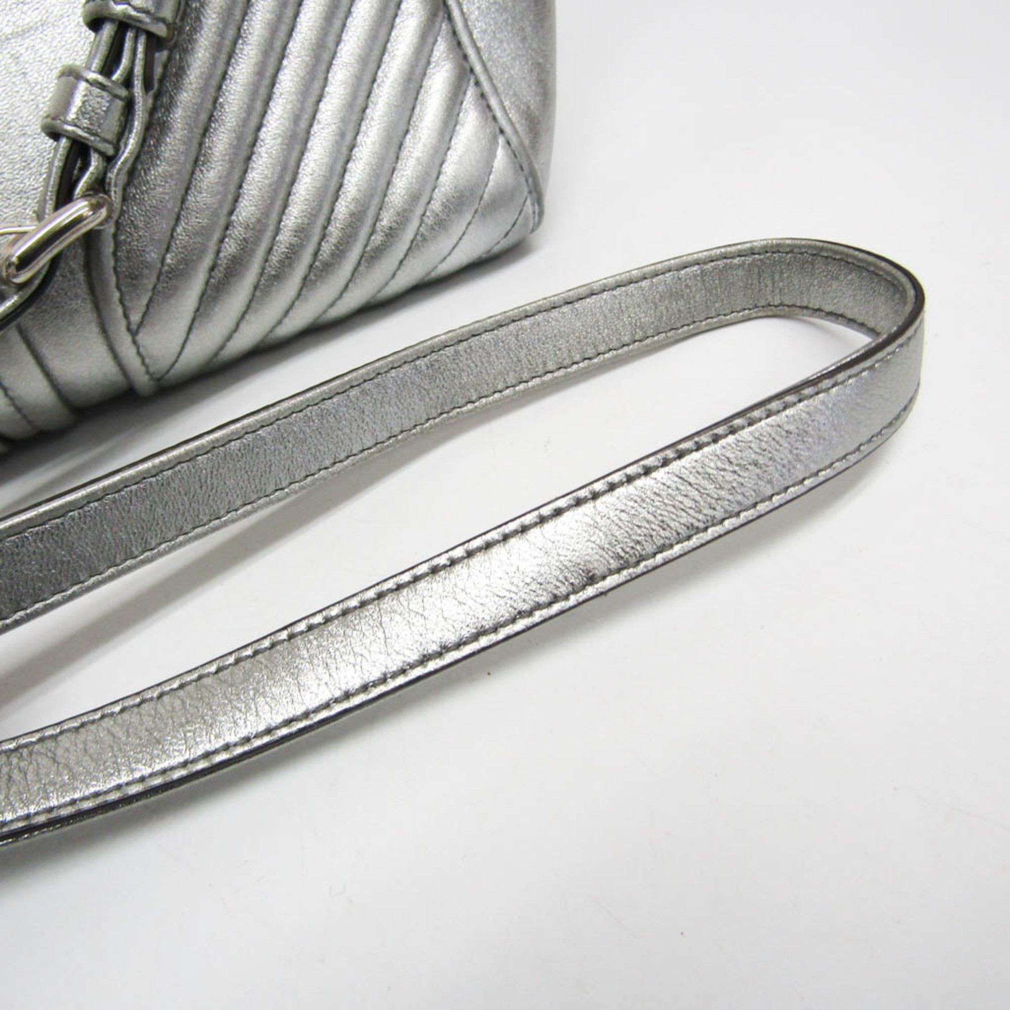 Miu Miu Miu Miu NAPPA BIKER 5BA145 Women's Leather Handbag,Shoulder Bag Silver Size ONE SIZE - 15 Thumbnail