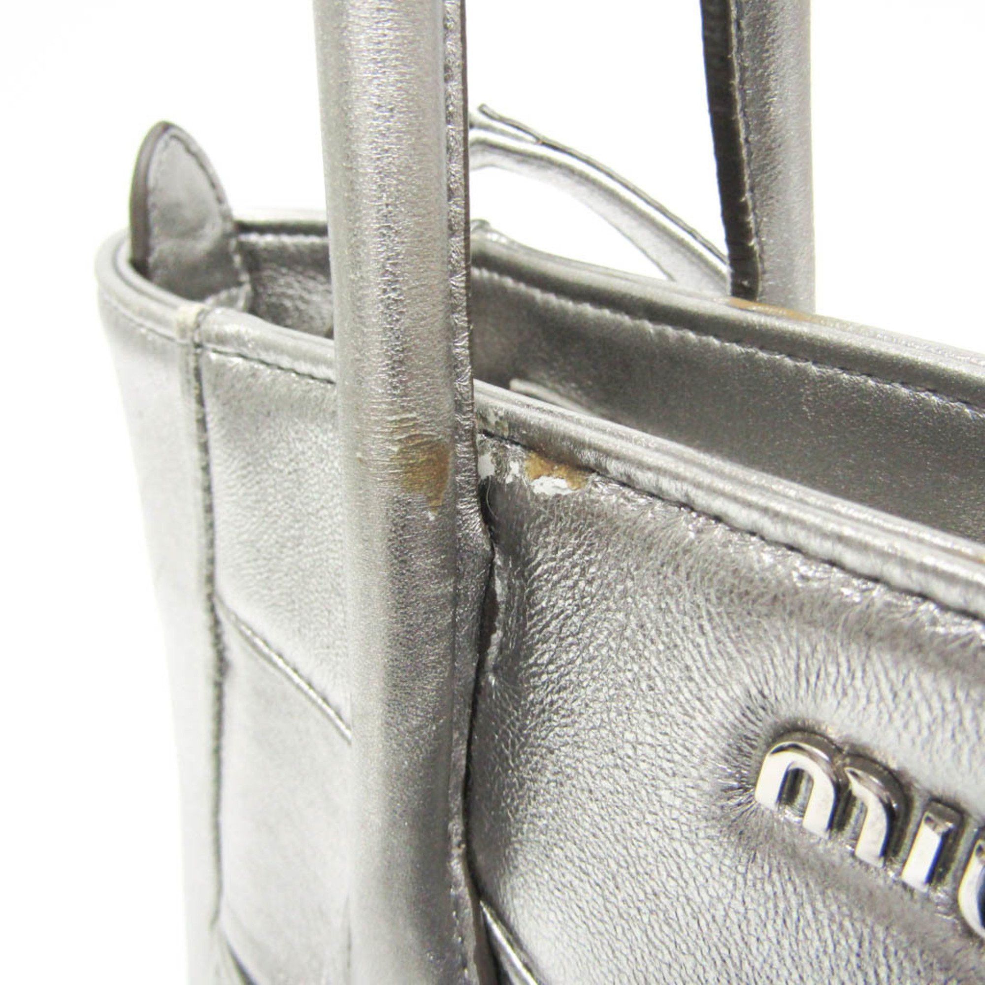 Miu Miu Miu Miu NAPPA BIKER 5BA145 Women's Leather Handbag,Shoulder Bag Silver Size ONE SIZE - 8 Thumbnail