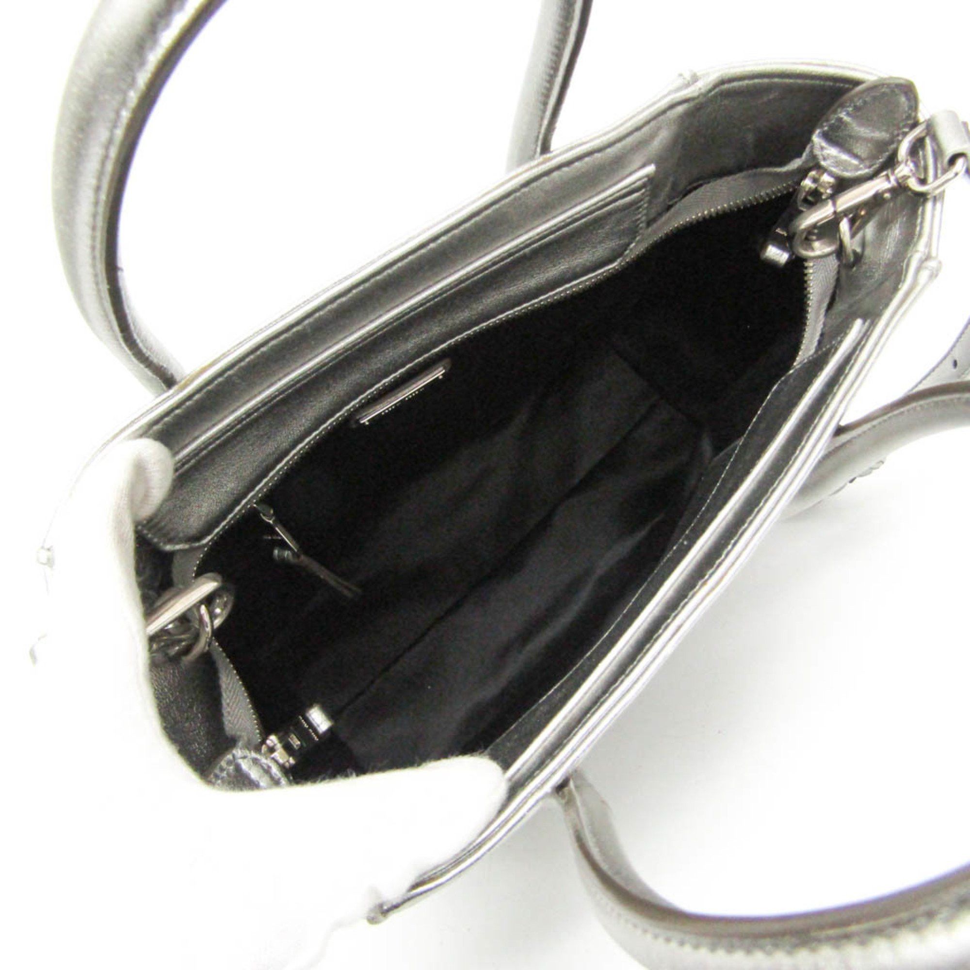 Miu Miu Miu Miu NAPPA BIKER 5BA145 Women's Leather Handbag,Shoulder Bag Silver Size ONE SIZE - 3 Thumbnail