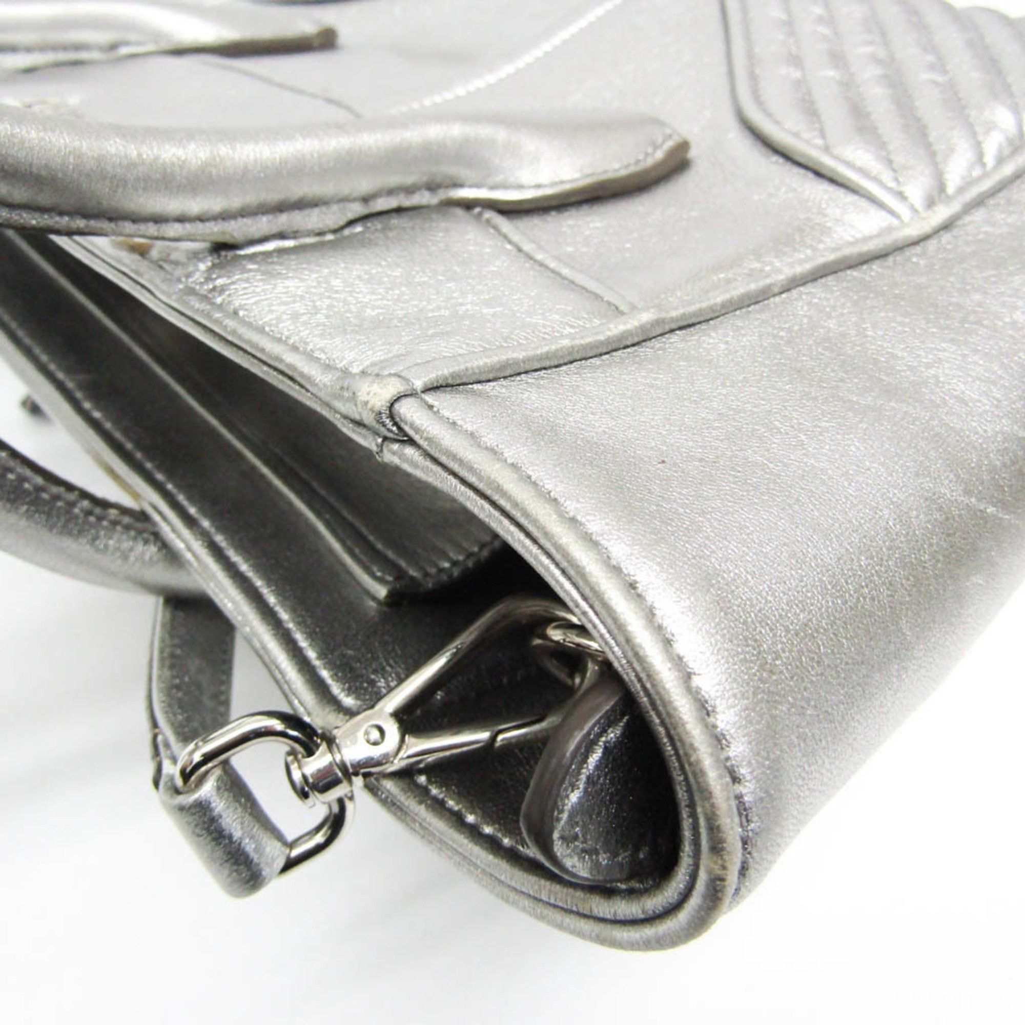 Miu Miu Miu Miu NAPPA BIKER 5BA145 Women's Leather Handbag,Shoulder Bag Silver Size ONE SIZE - 7 Thumbnail