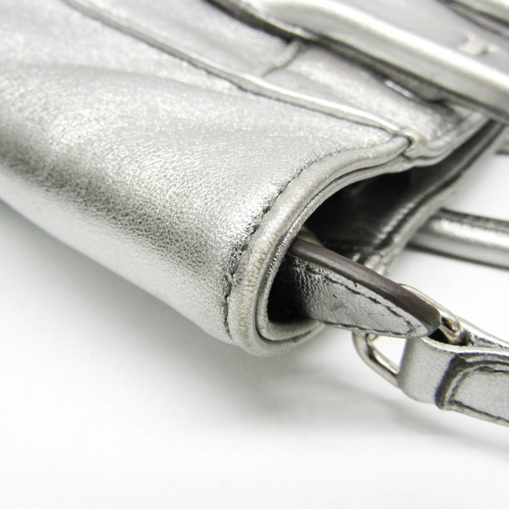 Miu Miu Miu Miu NAPPA BIKER 5BA145 Women's Leather Handbag,Shoulder Bag Silver Size ONE SIZE - 6 Thumbnail