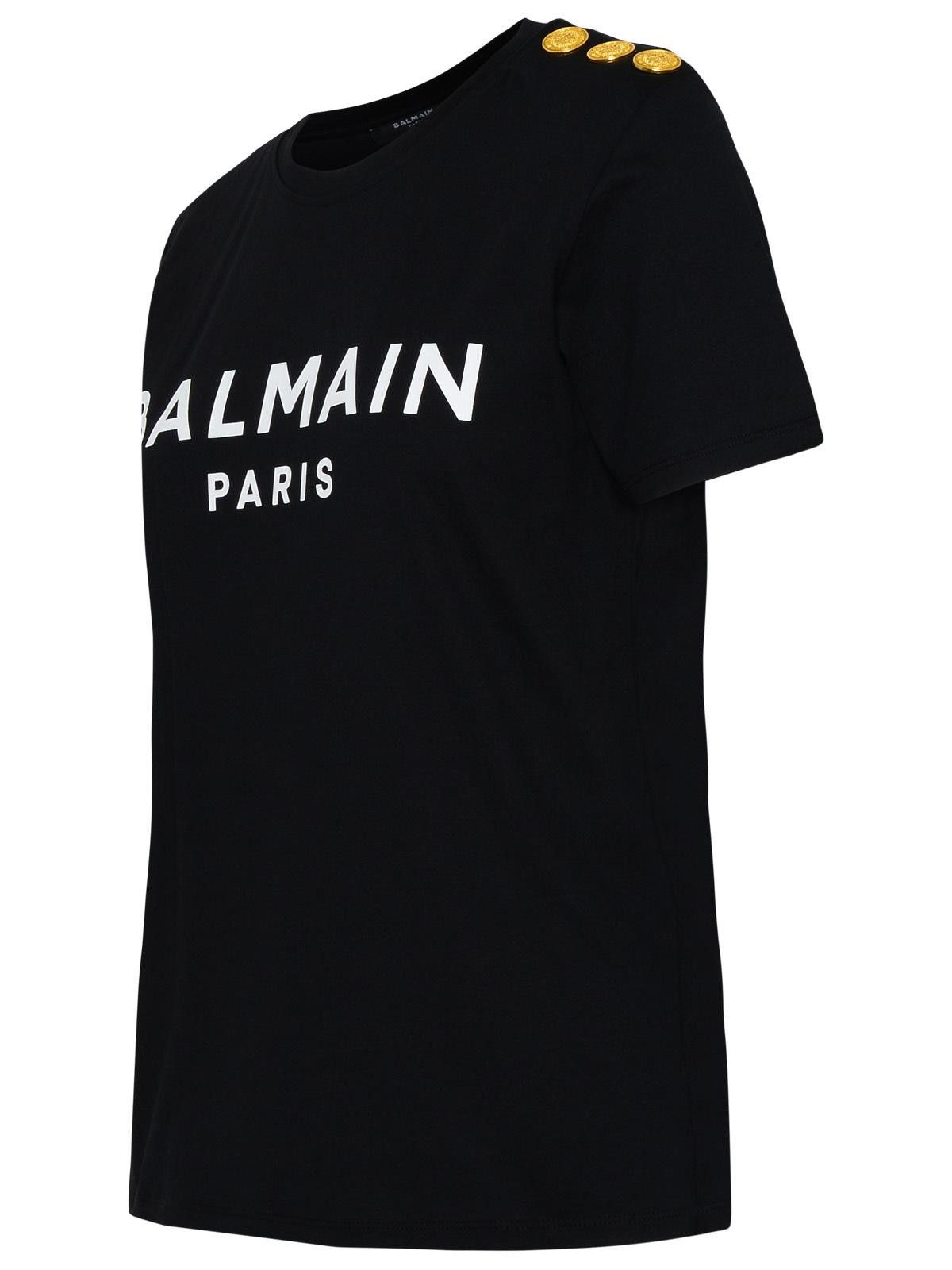 Balmain BALMAIN Black Cotton T-Shirt Size M / US 6-8 / IT 42-44 - 2 Thumbnail