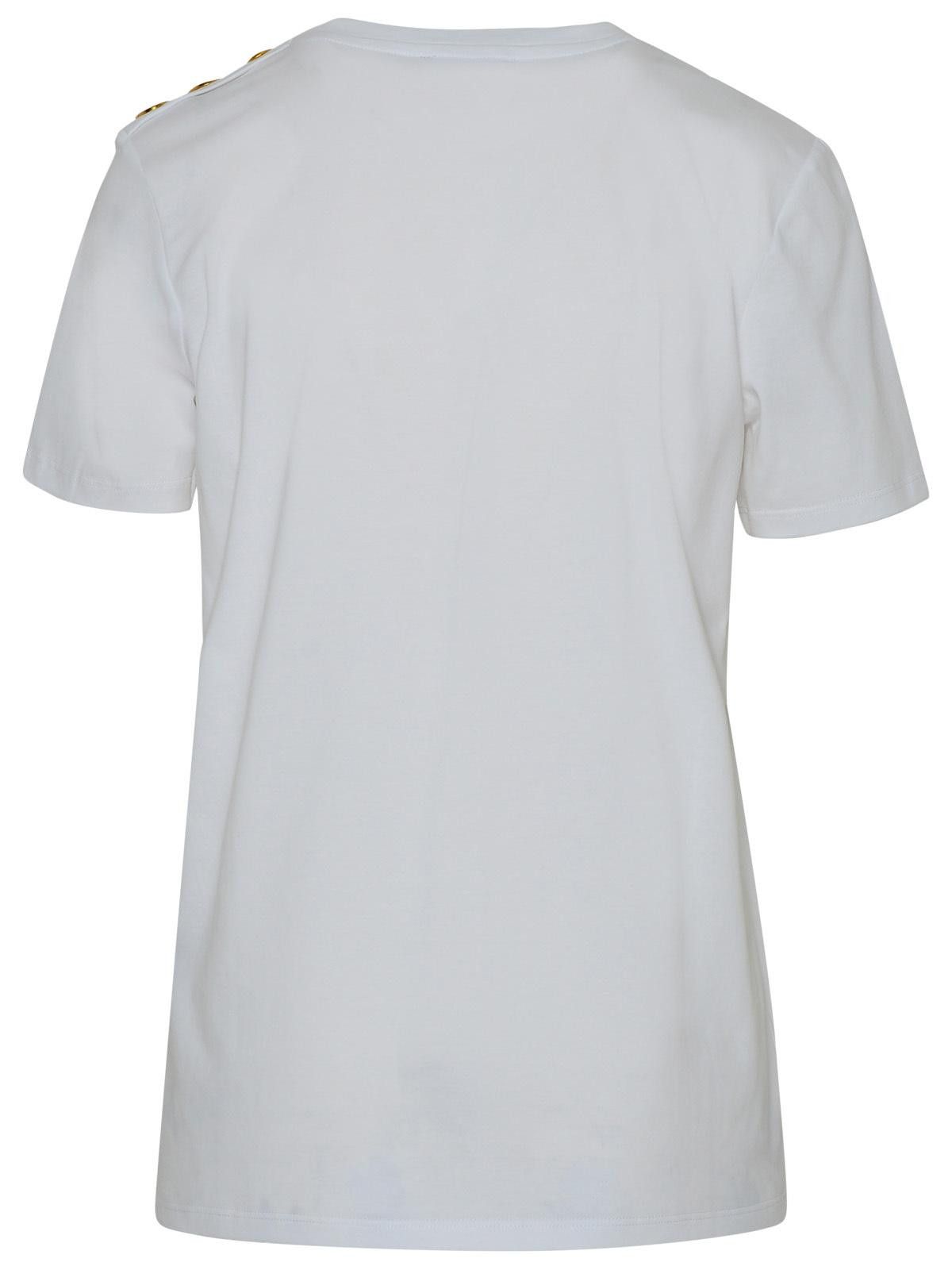 Balmain BALMAIN White Cotton T-Shirt Size L / US 10 / IT 46 - 3 Thumbnail