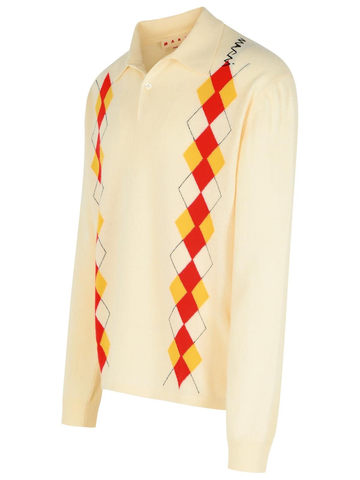 Marni MARNI Ivory Virgin Wool Polo Shirt Size US M / EU 48-50 / 2 - 2 Thumbnail
