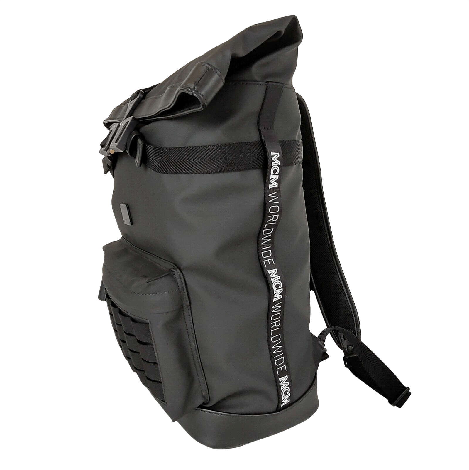 MCM Women's Black Canvas Nylon Medium Roll Top Backpack Size ONE SIZE - 3 Thumbnail