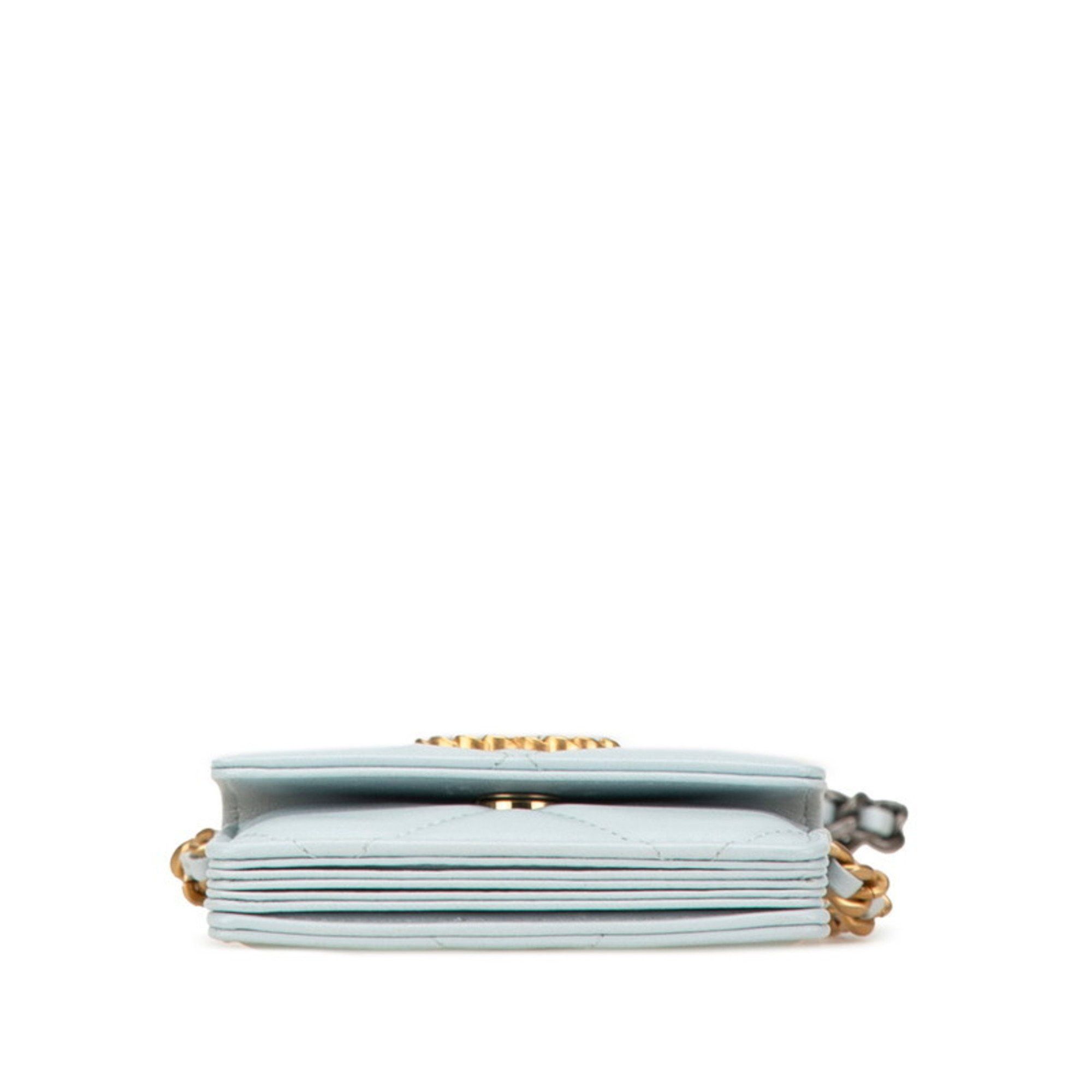 Chanel Chanel Matelasse 19 Coco Mark Chain Shoulder Wallet AP1787 Light Blue Lambskin Women's CHANEL Size ONE SIZE - 3 Thumbnail