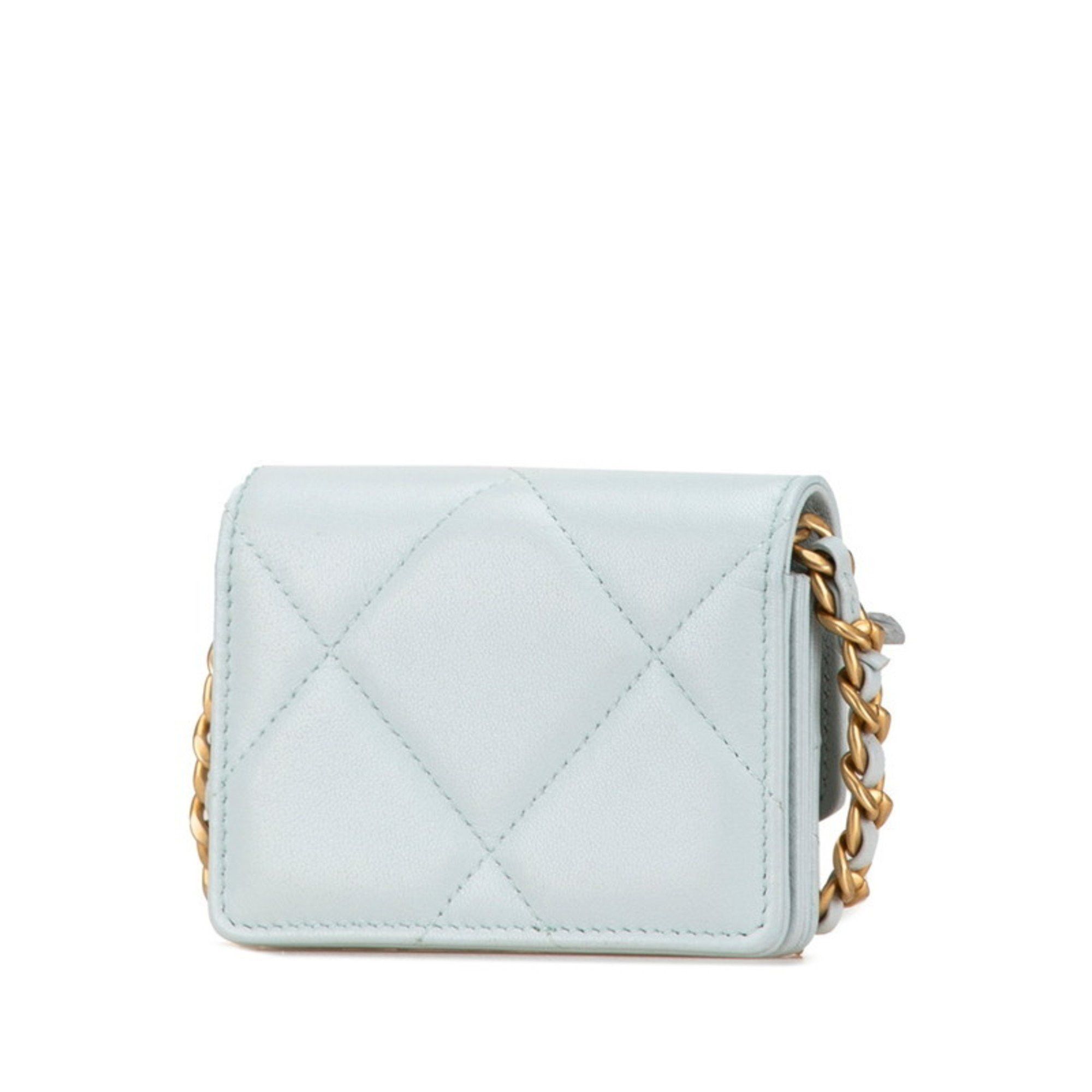 Chanel Chanel Matelasse 19 Coco Mark Chain Shoulder Wallet AP1787 Light Blue Lambskin Women's CHANEL Size ONE SIZE - 2 Thumbnail
