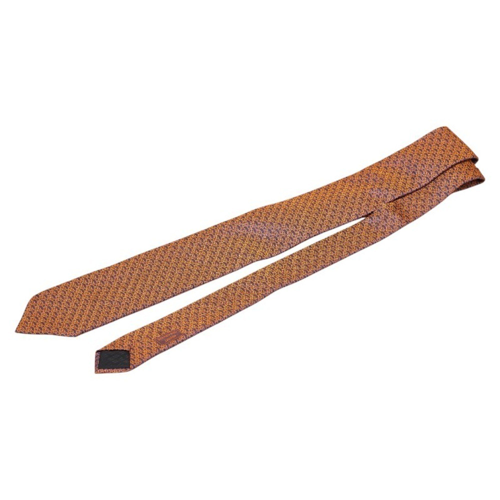 Hermes Hermes tie black orange silk men's HERMES Size ONE SIZE - 2 Thumbnail