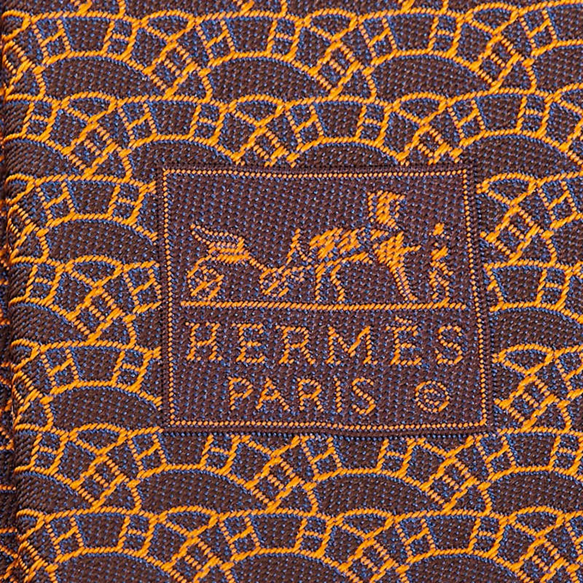 Hermes Hermes tie black orange silk men's HERMES Size ONE SIZE - 3 Thumbnail