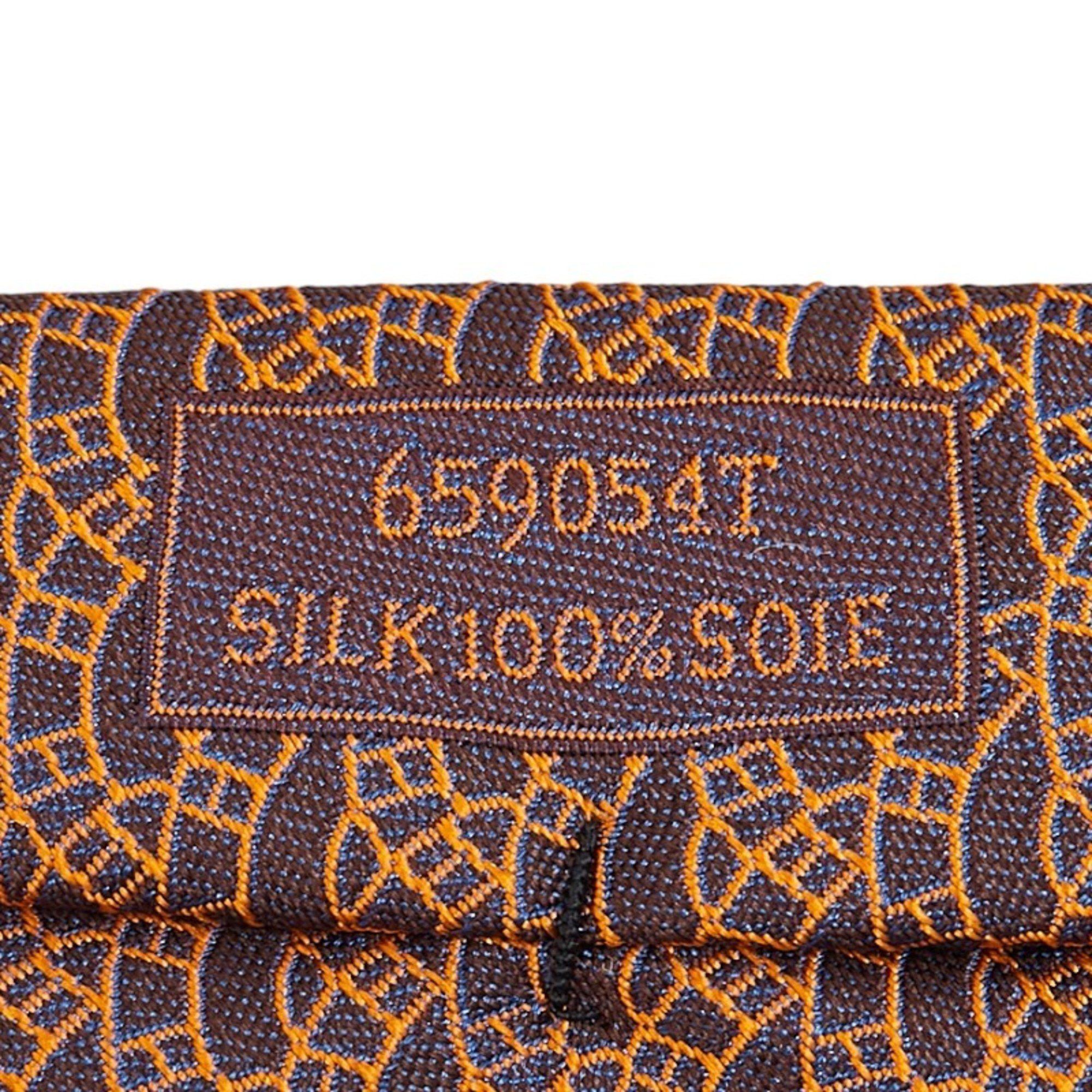 Hermes Hermes tie black orange silk men's HERMES Size ONE SIZE - 4 Thumbnail