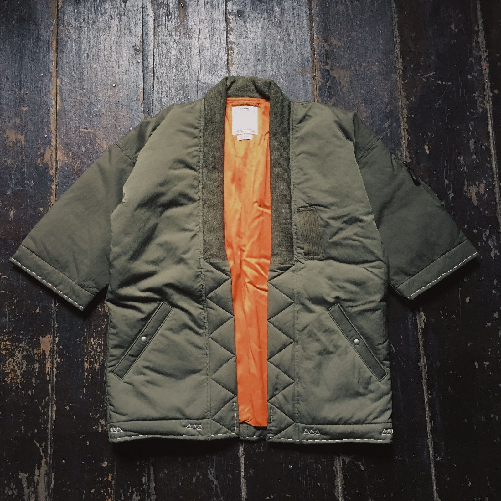 Visvim Sanjuro Kimono Down Jacket Olive Size US S / EU 44-46 / 1 - 1 Thumbnail