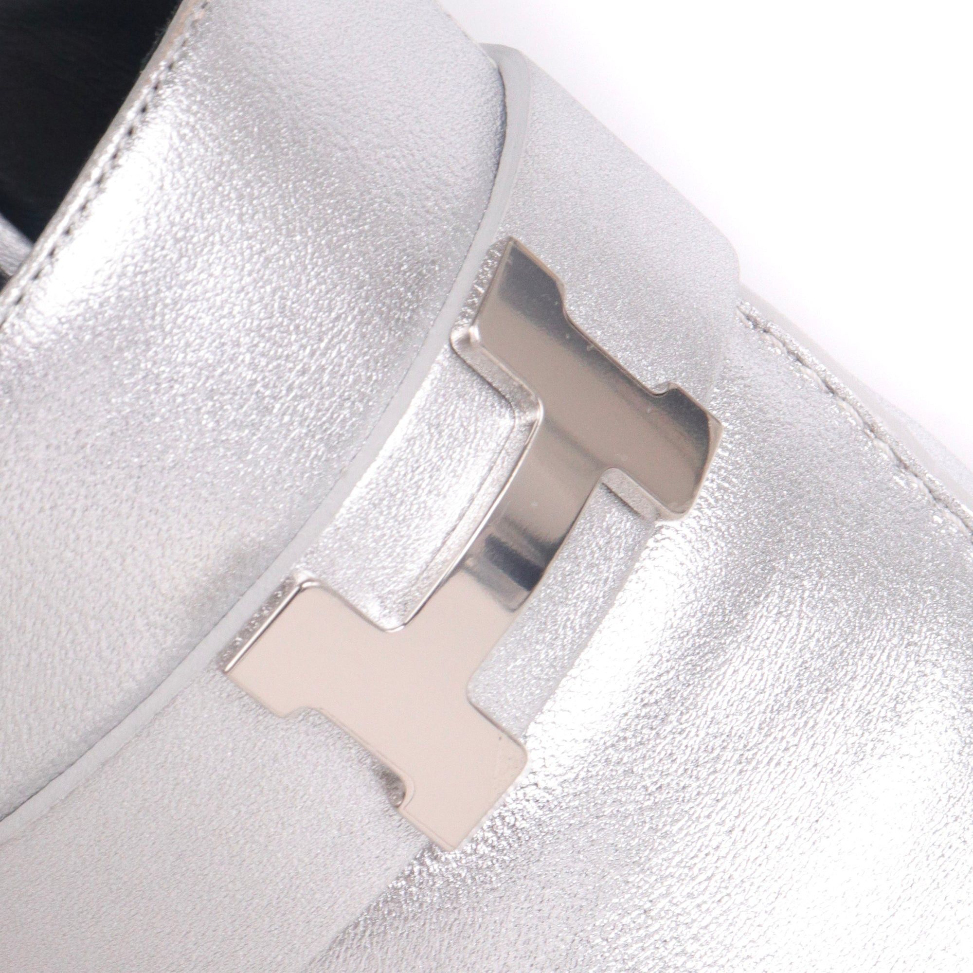 Hermes HERMÈS - Trocadéro Hermès mules in silver leather (T37) Size US 6 / IT 36 - 3 Thumbnail