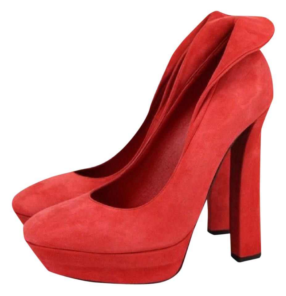 Bottega Veneta Women's Red Suede Platform Heel Pump (39 EU / 9 US) Size US 9 / IT 39 - 3 Thumbnail