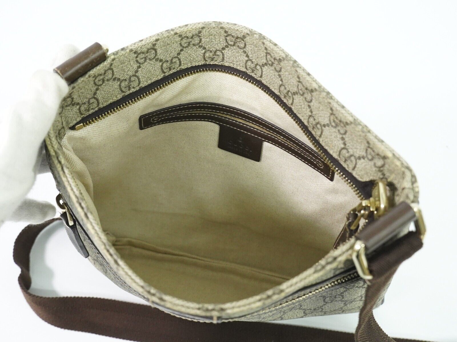 Gucci Supreme Gg Beige Canvas Shoulder Bag (Pre-Owned) Size ONE SIZE - 6 Thumbnail