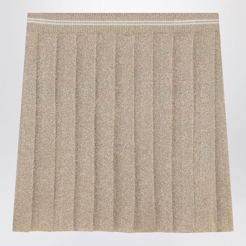Miu Miu Miu Miu Gold Pleated Lurex Miniskirt Size 27" / US 4 / IT 40 - 2 Thumbnail
