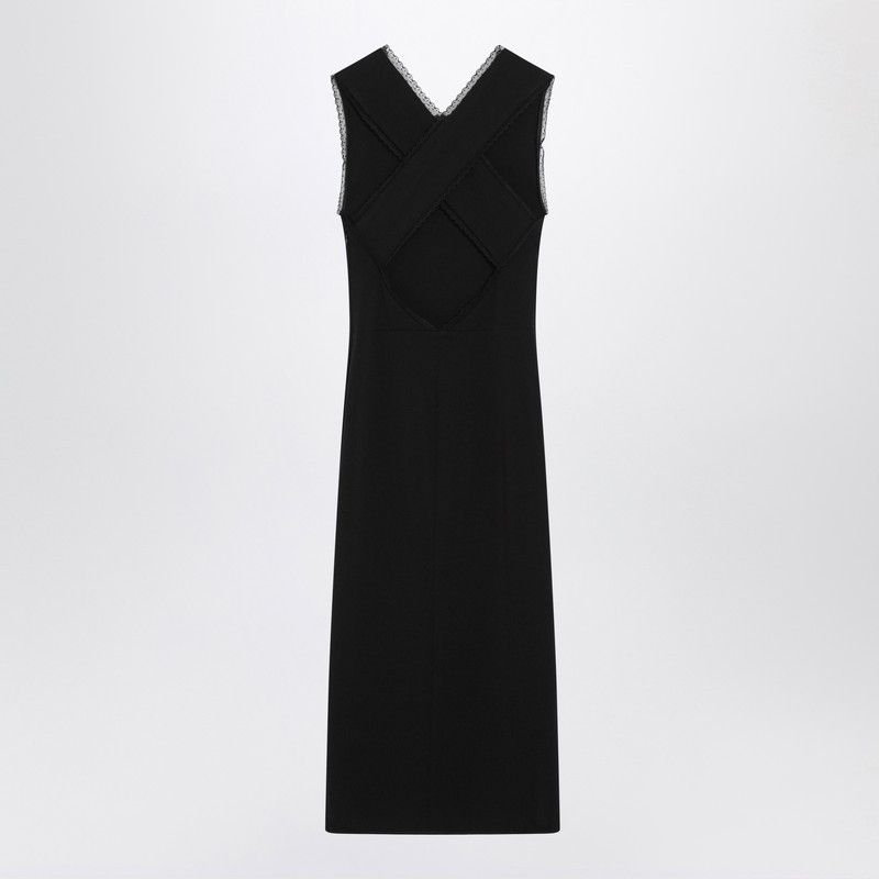 Prada Prada Black Midi Dress With Lace Details Size S / US 4 / IT 40 - 2 Thumbnail