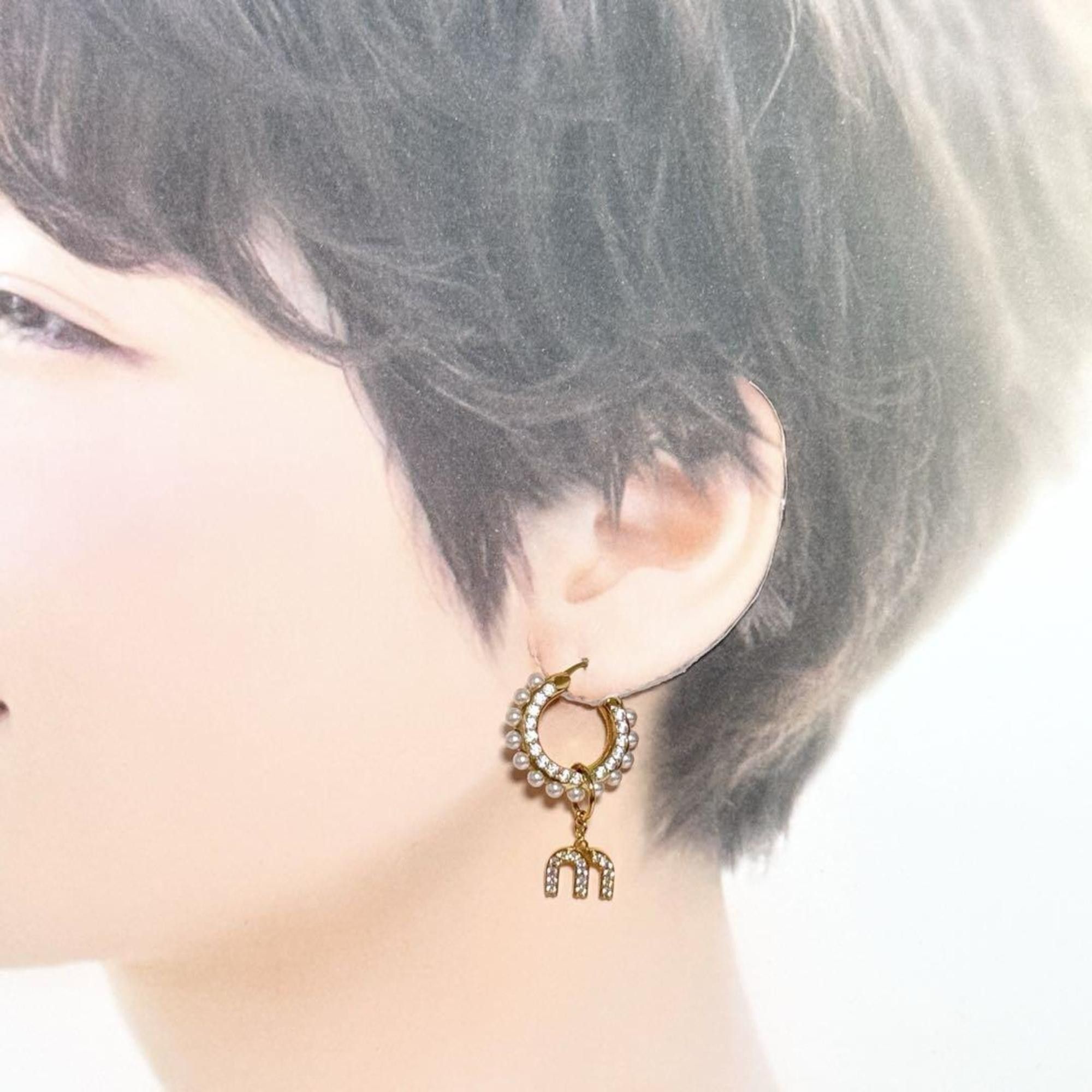 Miu Miu Miu Miu Miu Women's Hoop Asymmetric Drop Earrings Size ONE SIZE - 8 Thumbnail