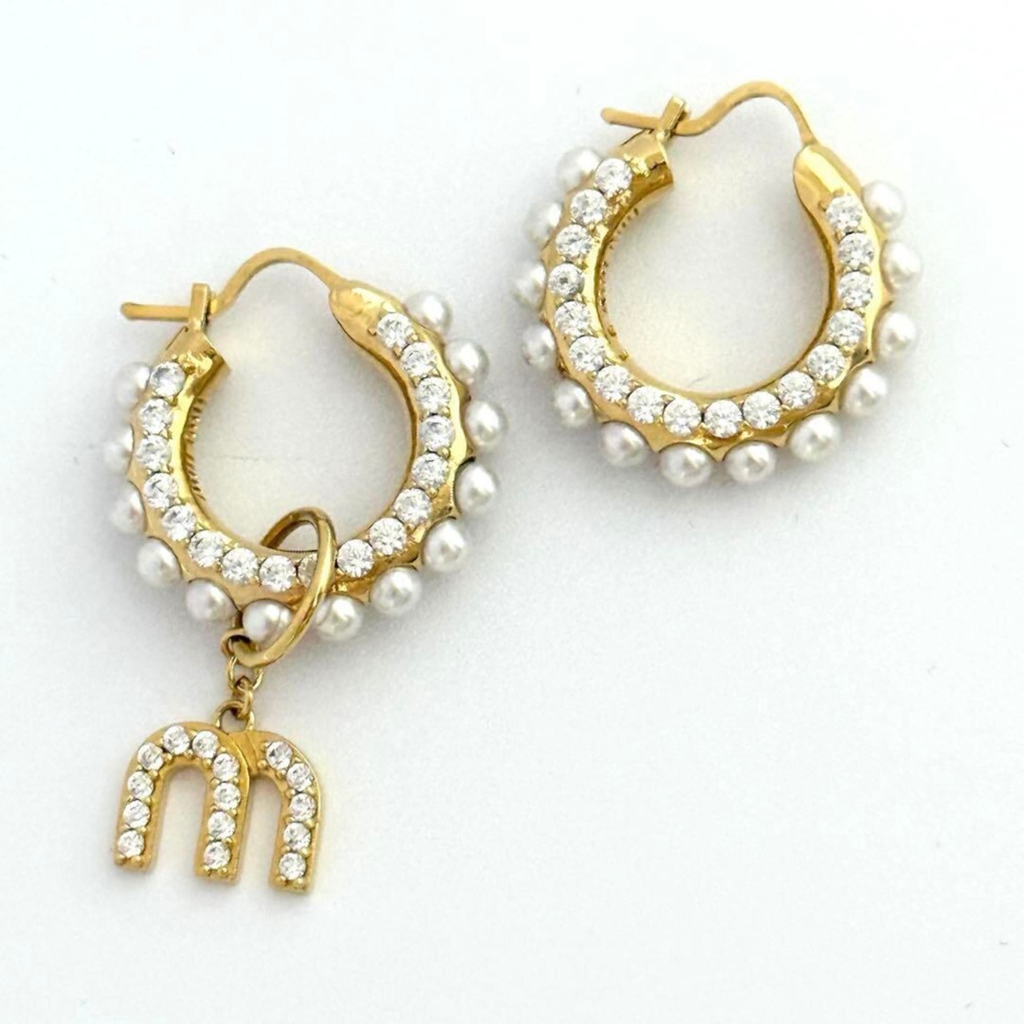 Miu Miu Miu Miu Miu Women's Hoop Asymmetric Drop Earrings Size ONE SIZE - 3 Thumbnail