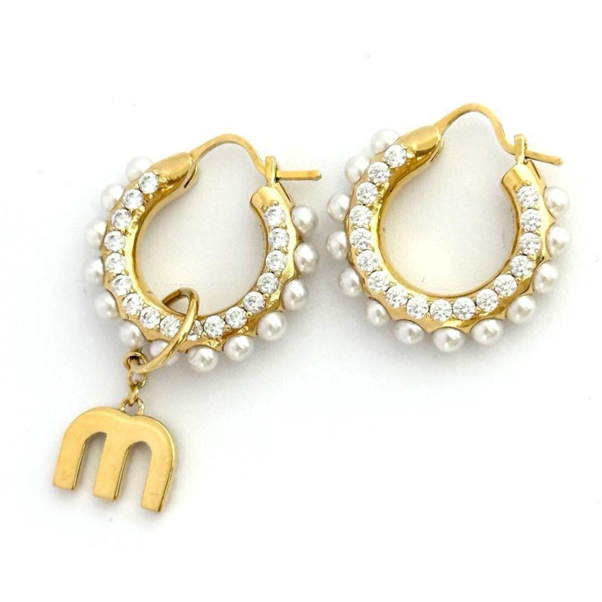 Miu Miu Miu Miu Miu Women's Hoop Asymmetric Drop Earrings Size ONE SIZE - 4 Thumbnail