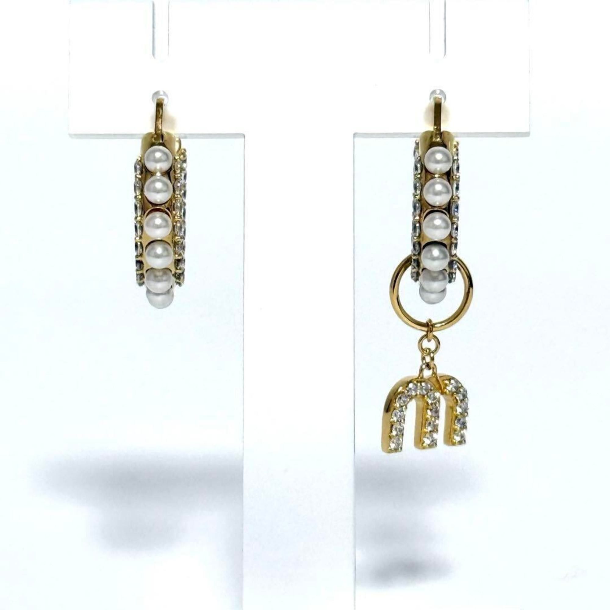 Miu Miu Miu Miu Miu Women's Hoop Asymmetric Drop Earrings Size ONE SIZE - 2 Thumbnail
