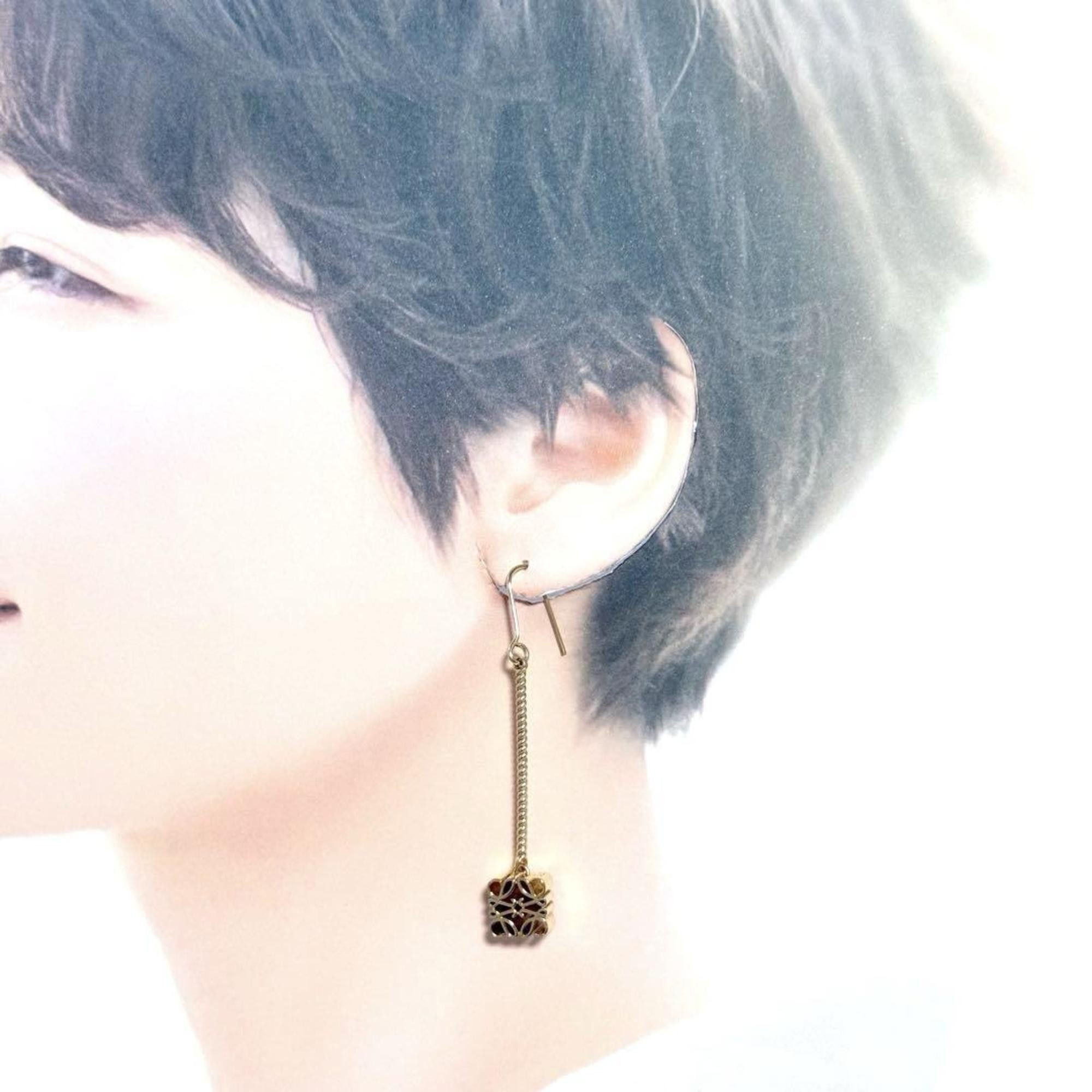 Loewe Loewe Women's Anagram Drop Hook Earrings in Gold Size ONE SIZE - 9 Thumbnail
