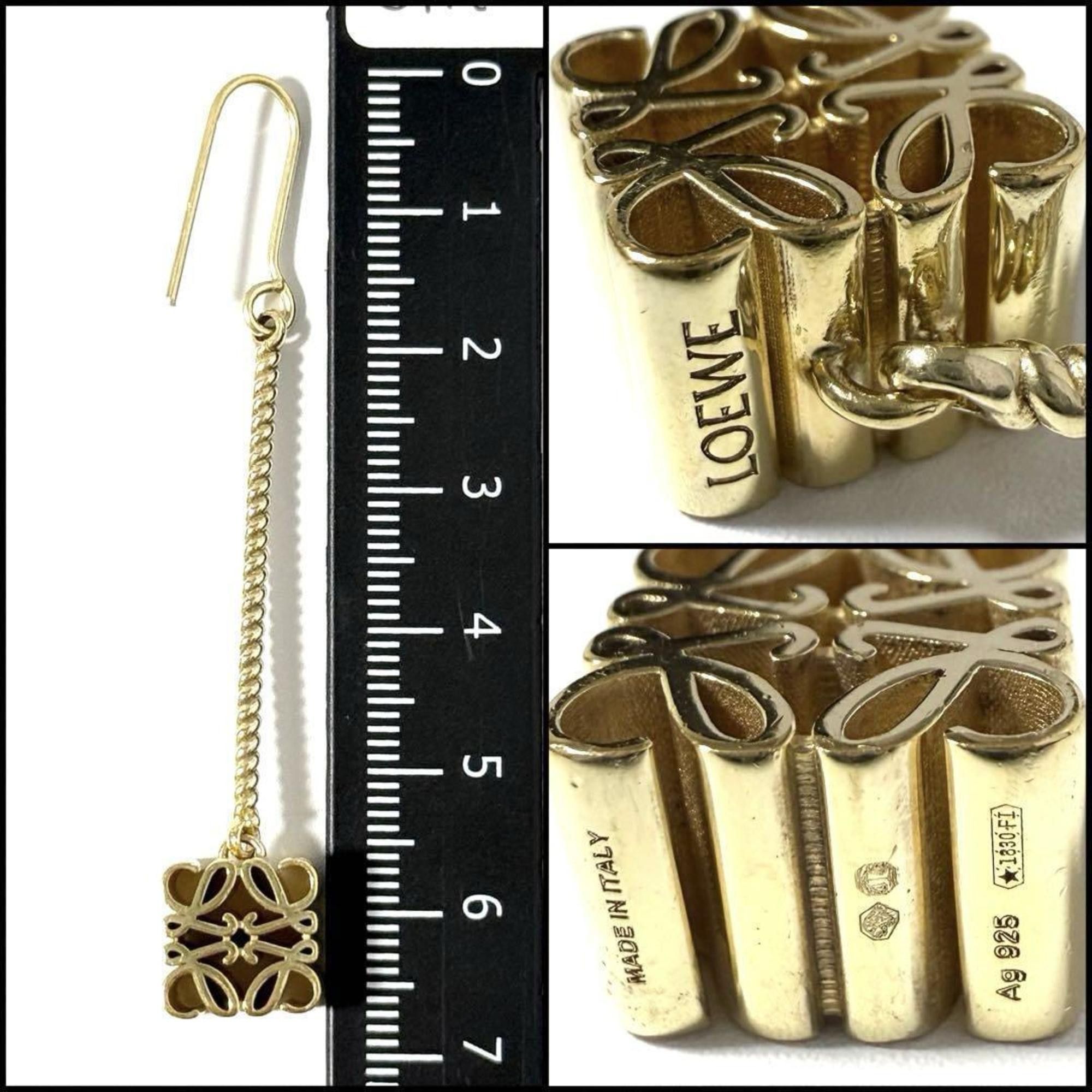Loewe Loewe Women's Anagram Drop Hook Earrings in Gold Size ONE SIZE - 8 Thumbnail