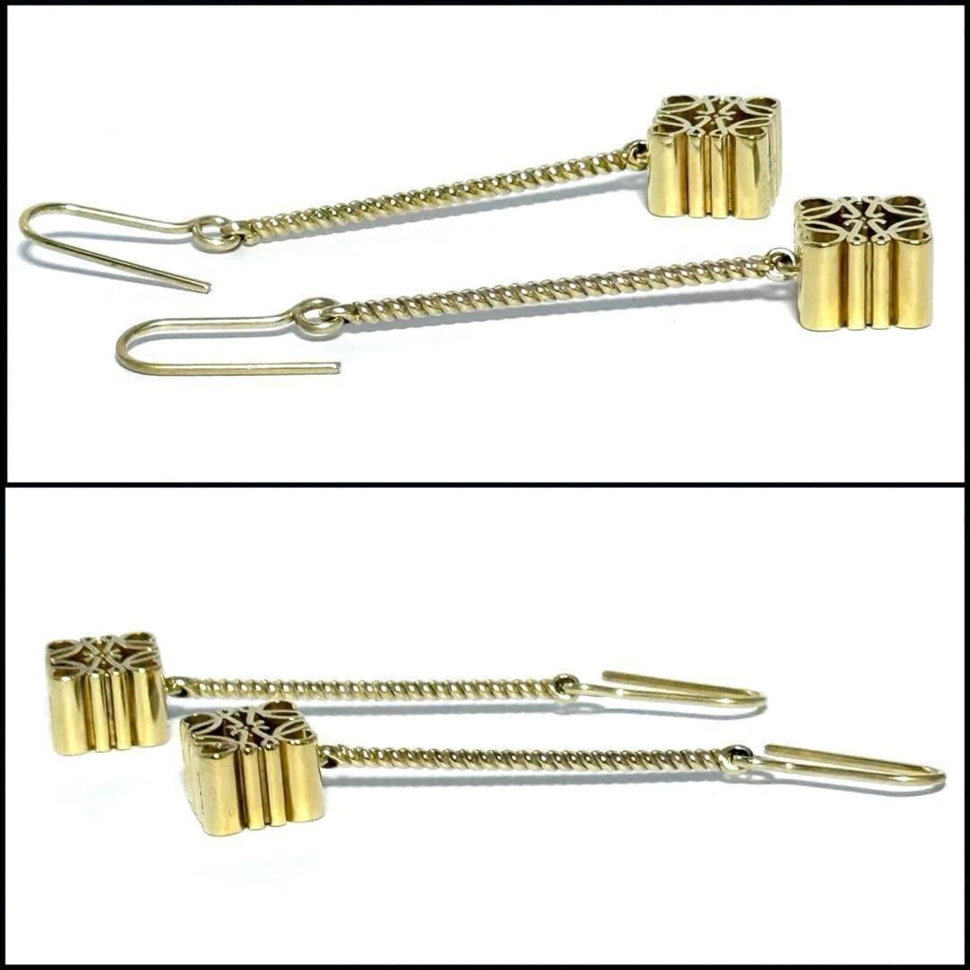 Loewe Loewe Women's Anagram Drop Hook Earrings in Gold Size ONE SIZE - 3 Thumbnail