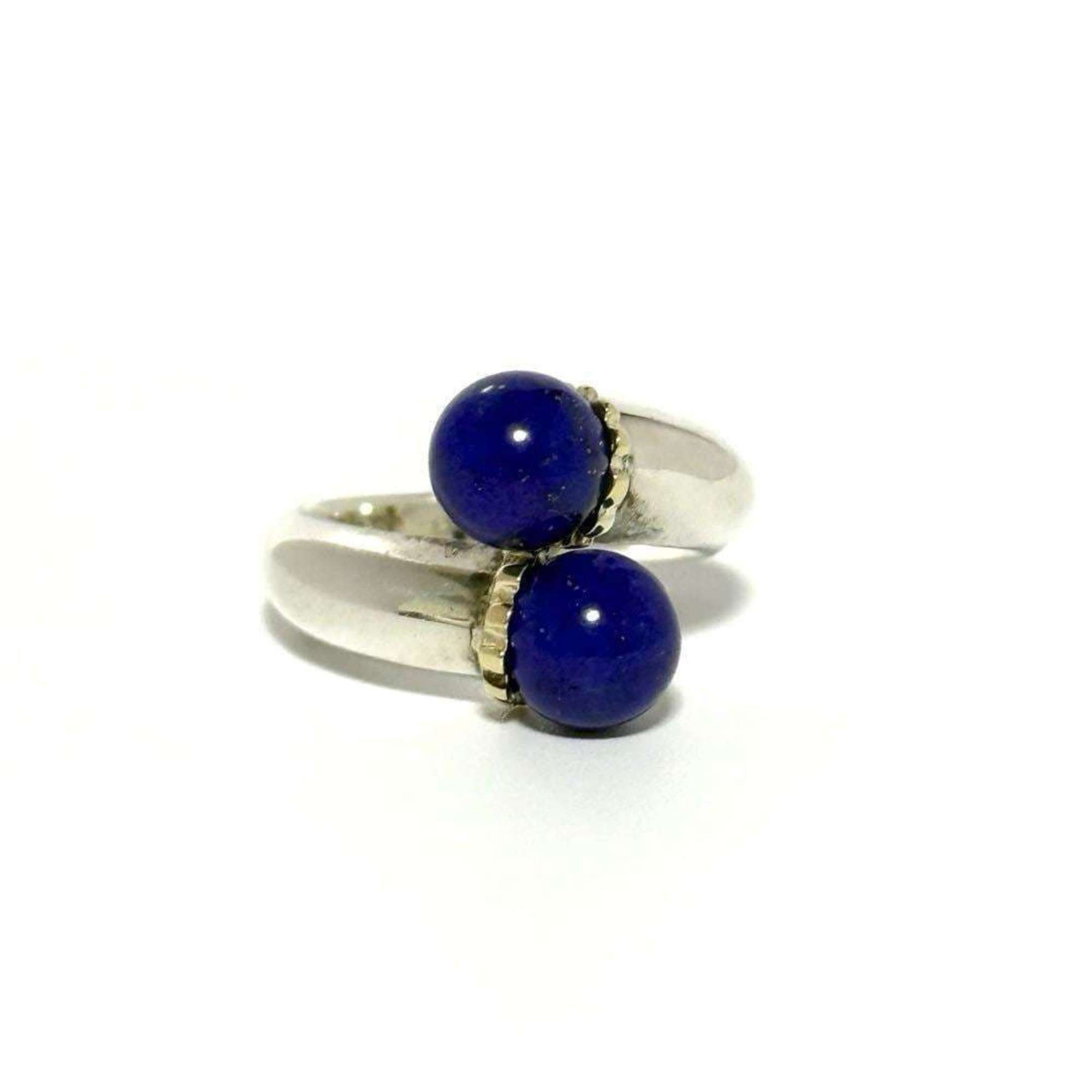 Tiffany & Co. Tiffany Women's Silver Gold Lapis Lazuli Combination Ring Size ONE SIZE - 2 Thumbnail
