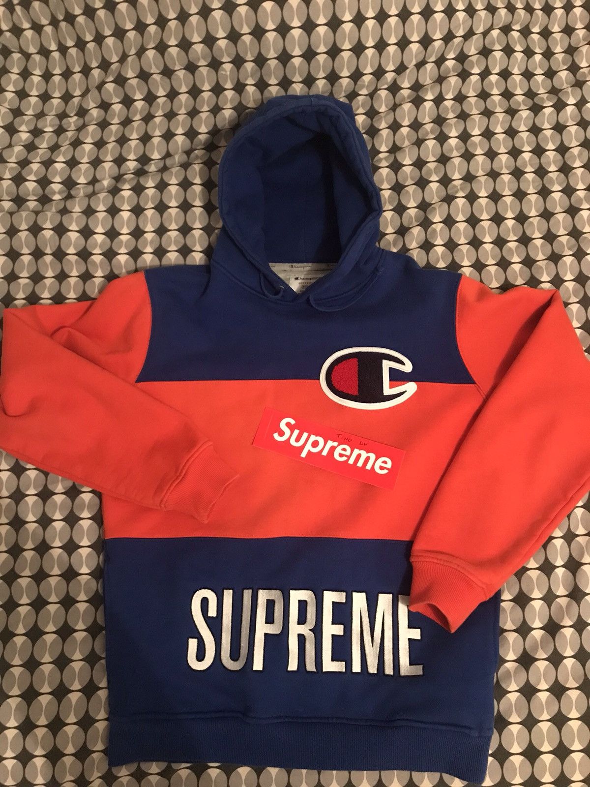 Blue and orange supreme hoodie online