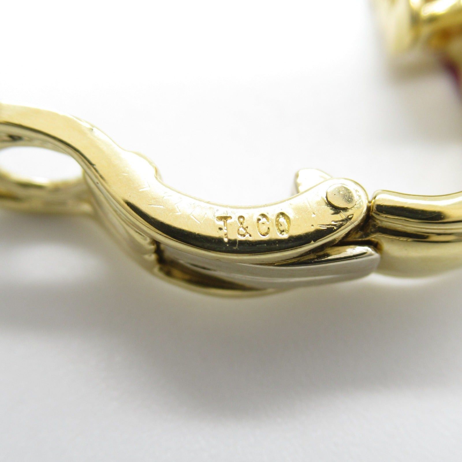 Tiffany & Co. Tiffany Co Ribbon Motif Ruby Diamond Earrings K18 (Yellow Gold) Red Clear Size ONE SIZE - 4 Thumbnail